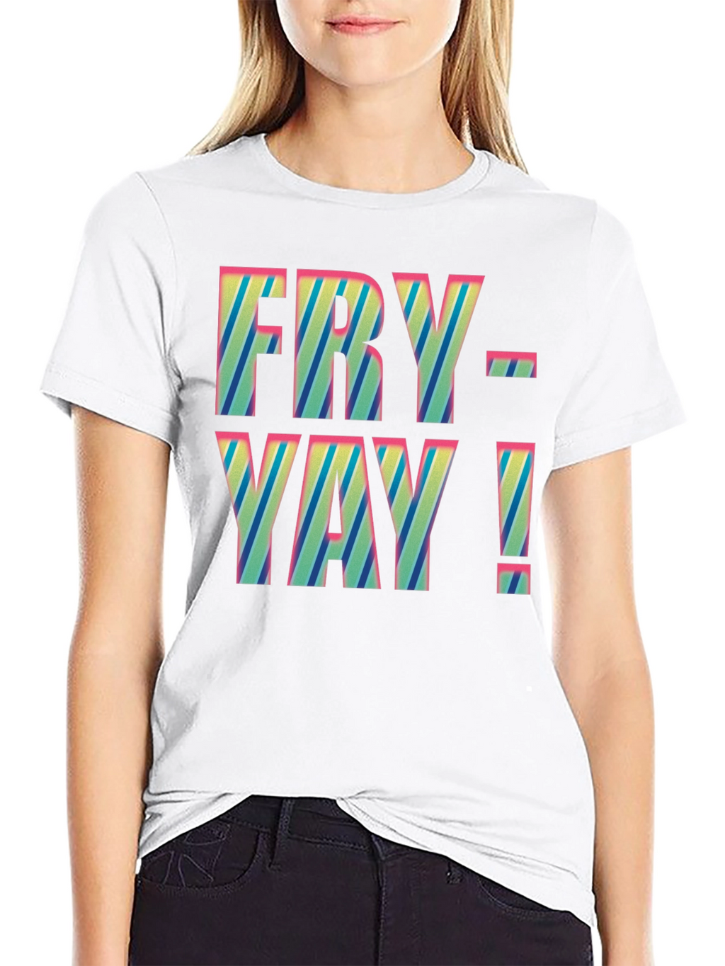 Fry-Yay! Striped Graphic Tee - Fun Friday Shirt
