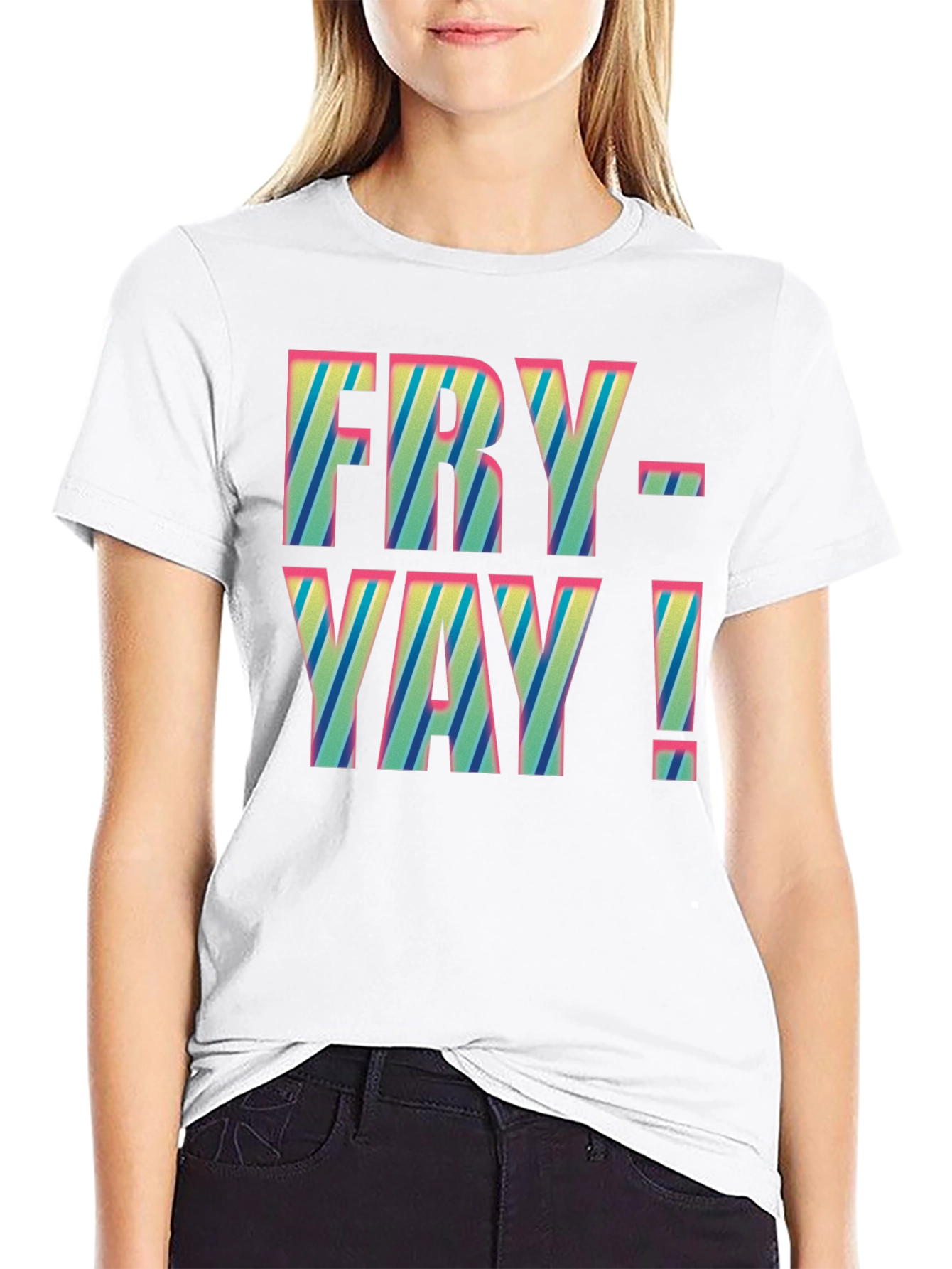 Fry-Yay! Striped Graphic Tee - Fun Friday Shirt