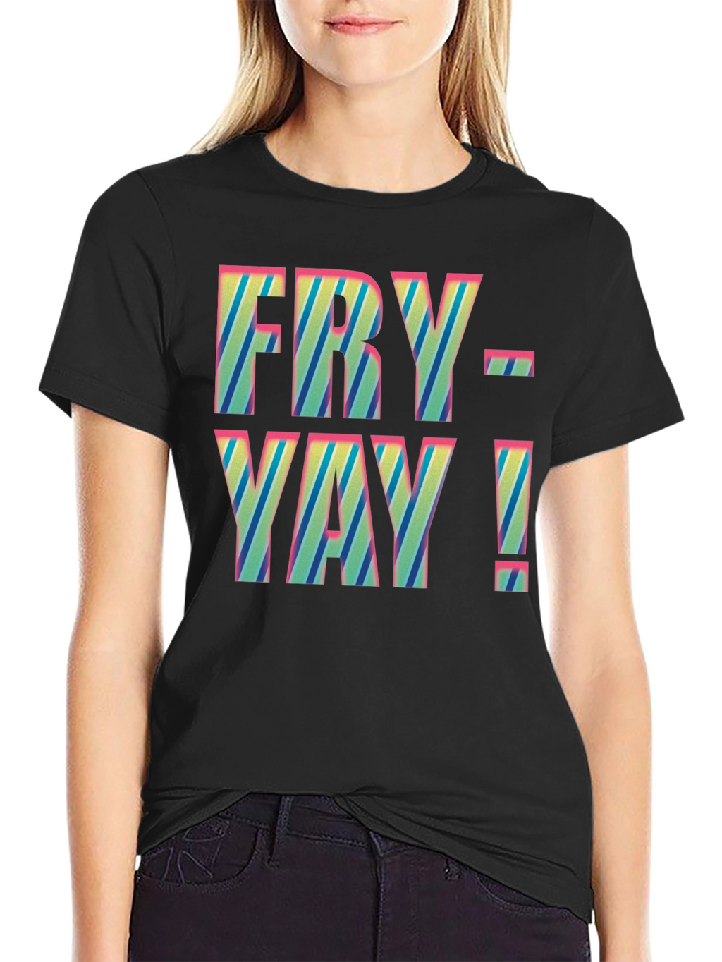 Fry-Yay! Striped Graphic Tee - Fun Friday Shirt
