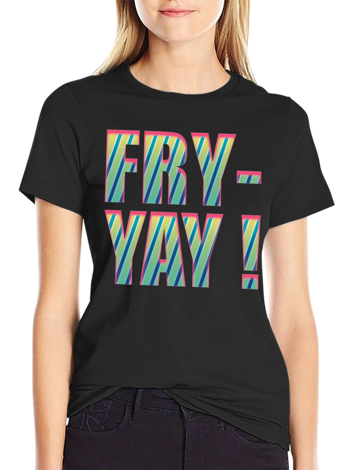 Fry-Yay! Striped Graphic Tee - Fun Friday Shirt