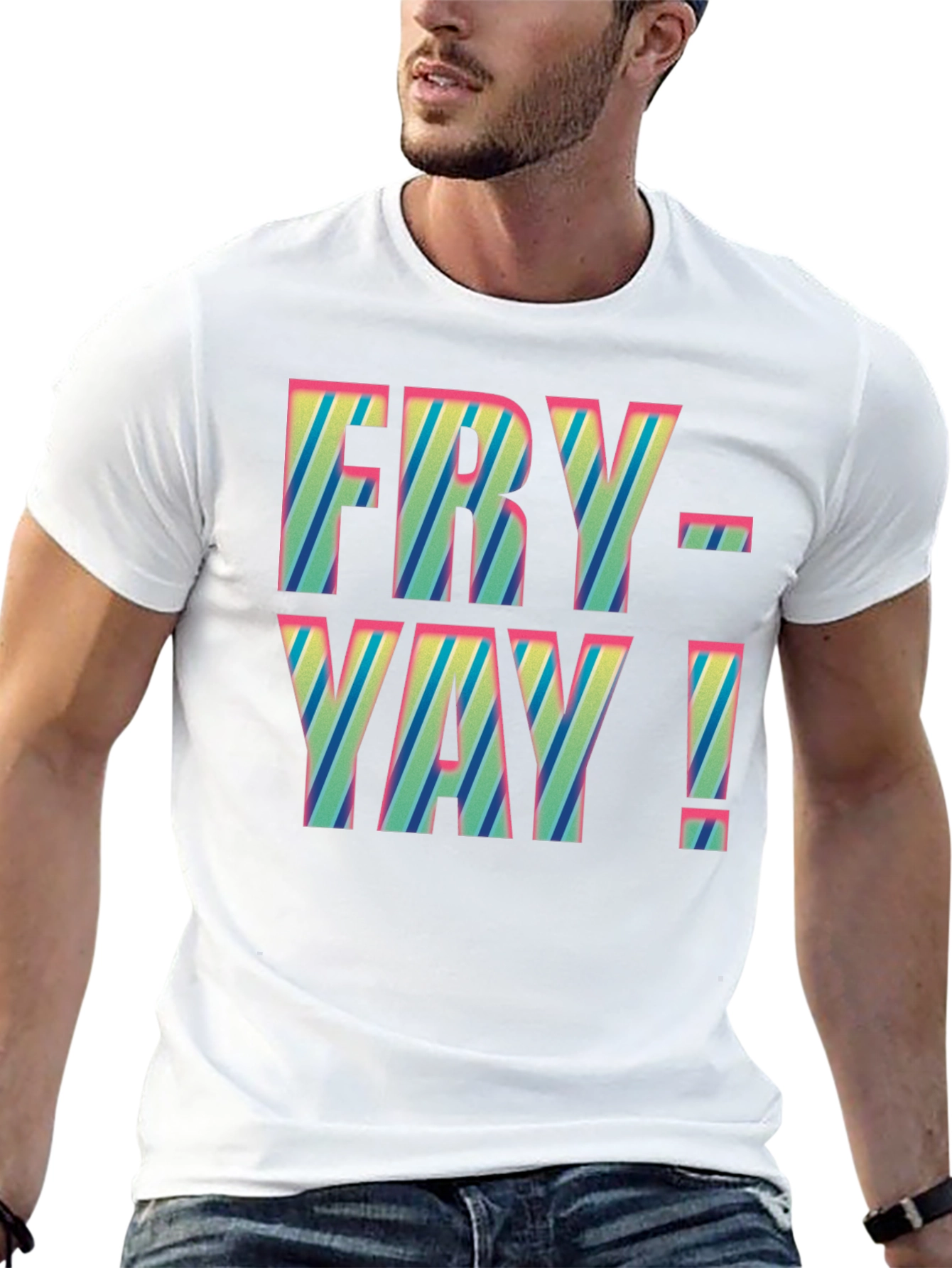 Fry-Yay! Striped Graphic Tee - Fun Friday Shirt