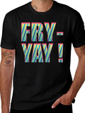 Fry-Yay! Striped Graphic Tee - Fun Friday Shirt