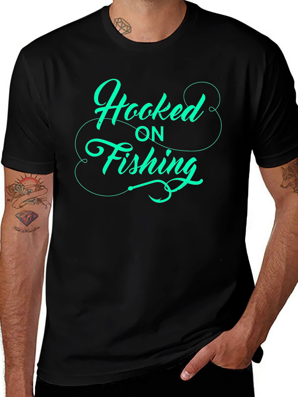 Hooked on Fishing - Graphic T-Shirt