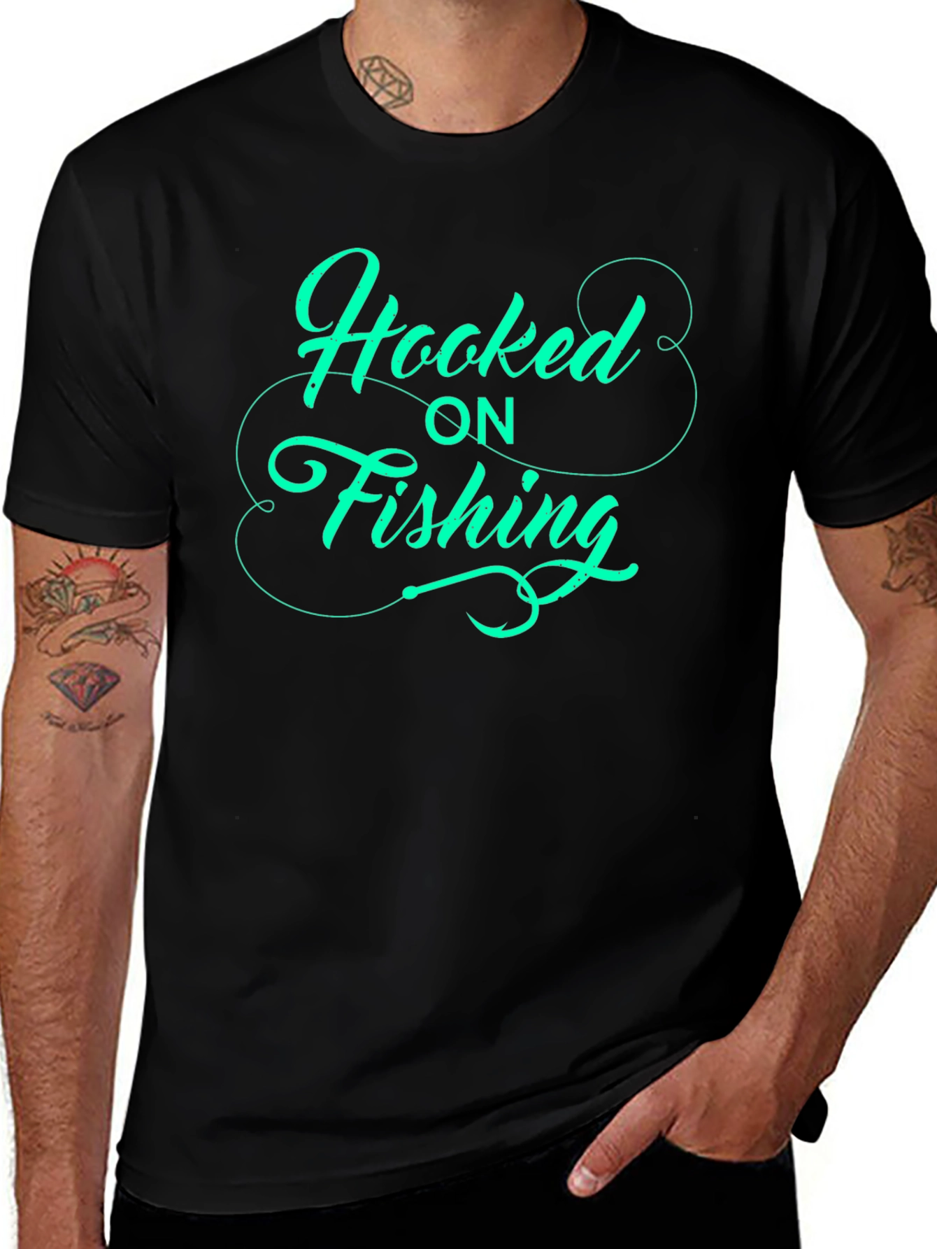 Hooked on Fishing - Graphic T-Shirt