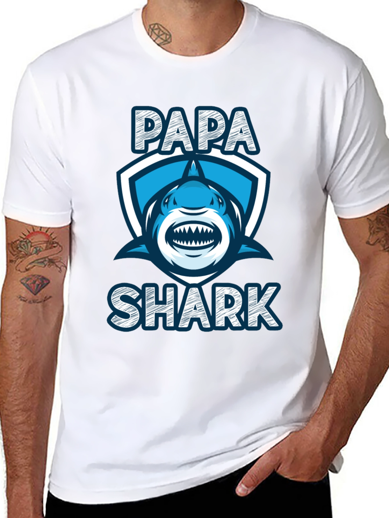 Papa Shark Graphic Tee - Fathers Day Gift