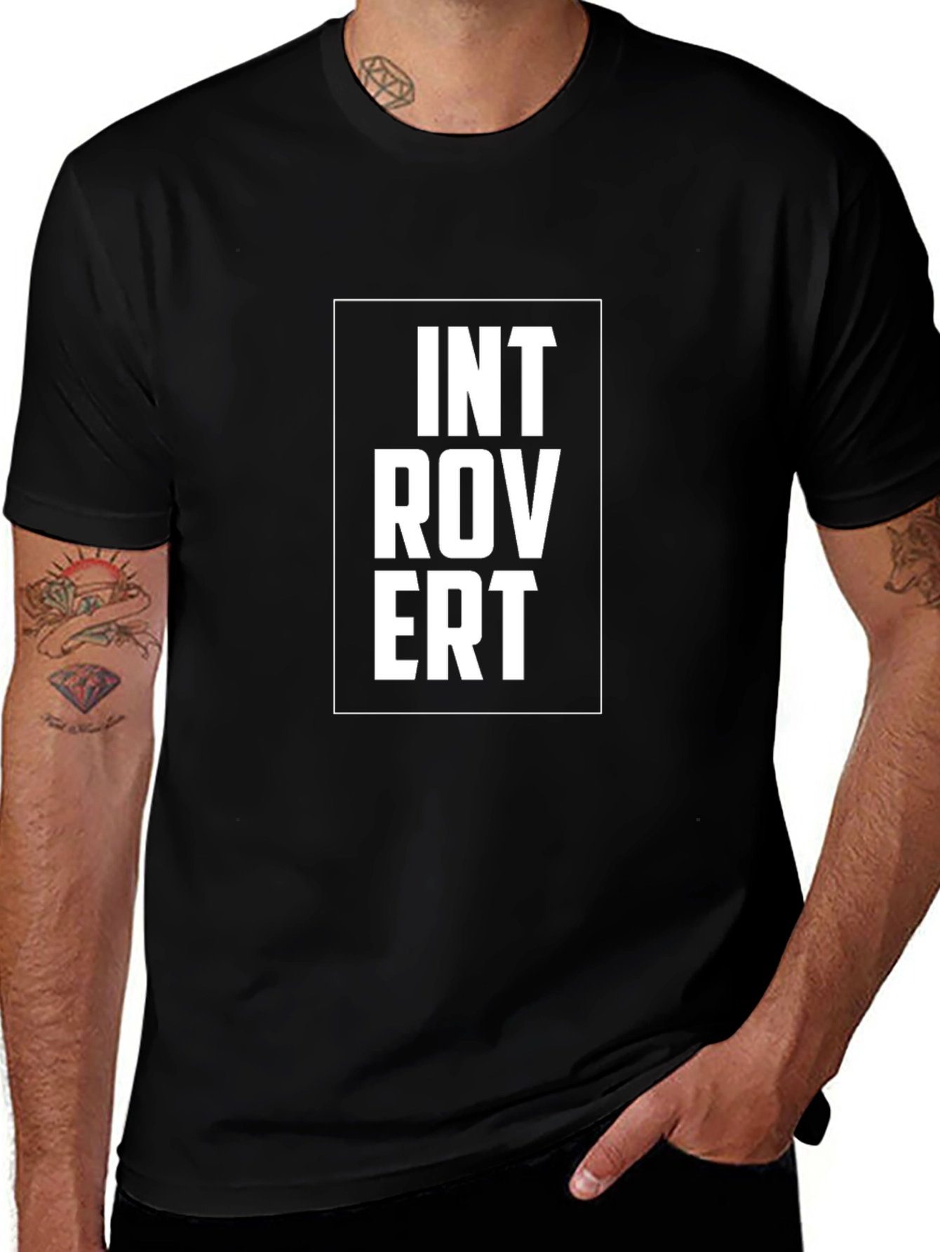 Introvert Graphic Tee - Black Cotton Comfort