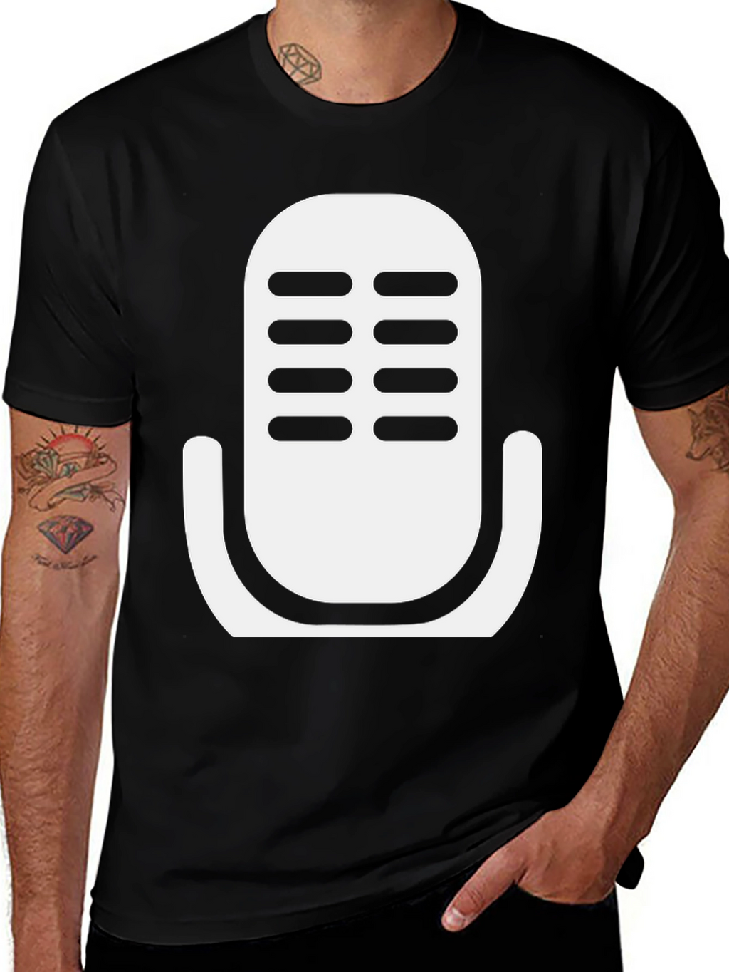 Retro Microphone Graphic T-Shirt - Classic Black Tee