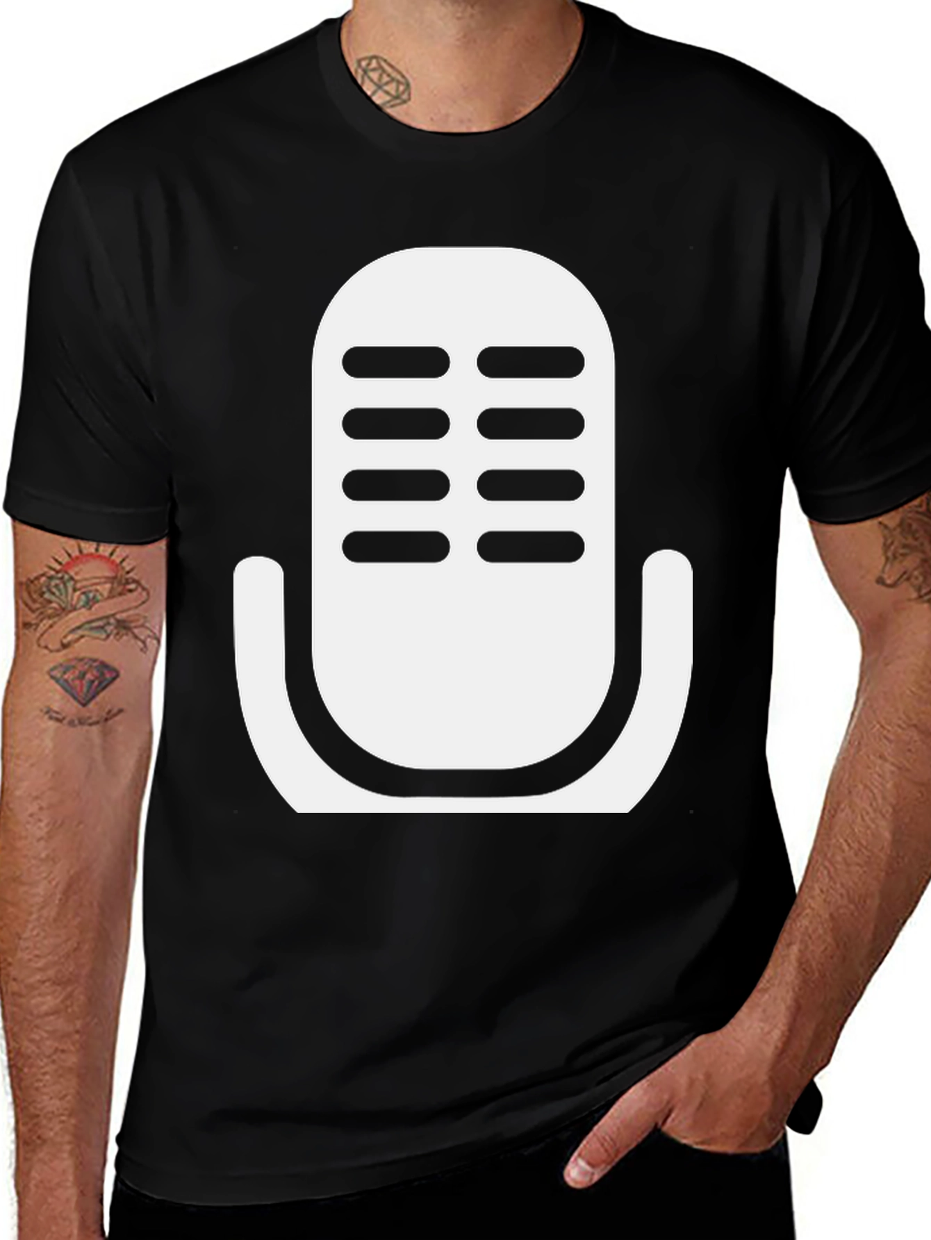 Retro Microphone Graphic T-Shirt - Classic Black Tee