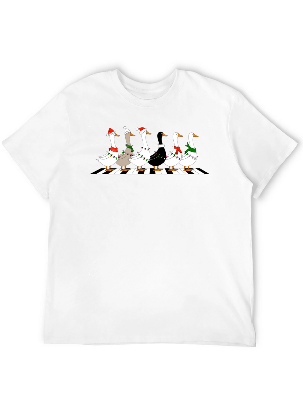 Holiday Geese Abbey Road Style Black T-Shirt