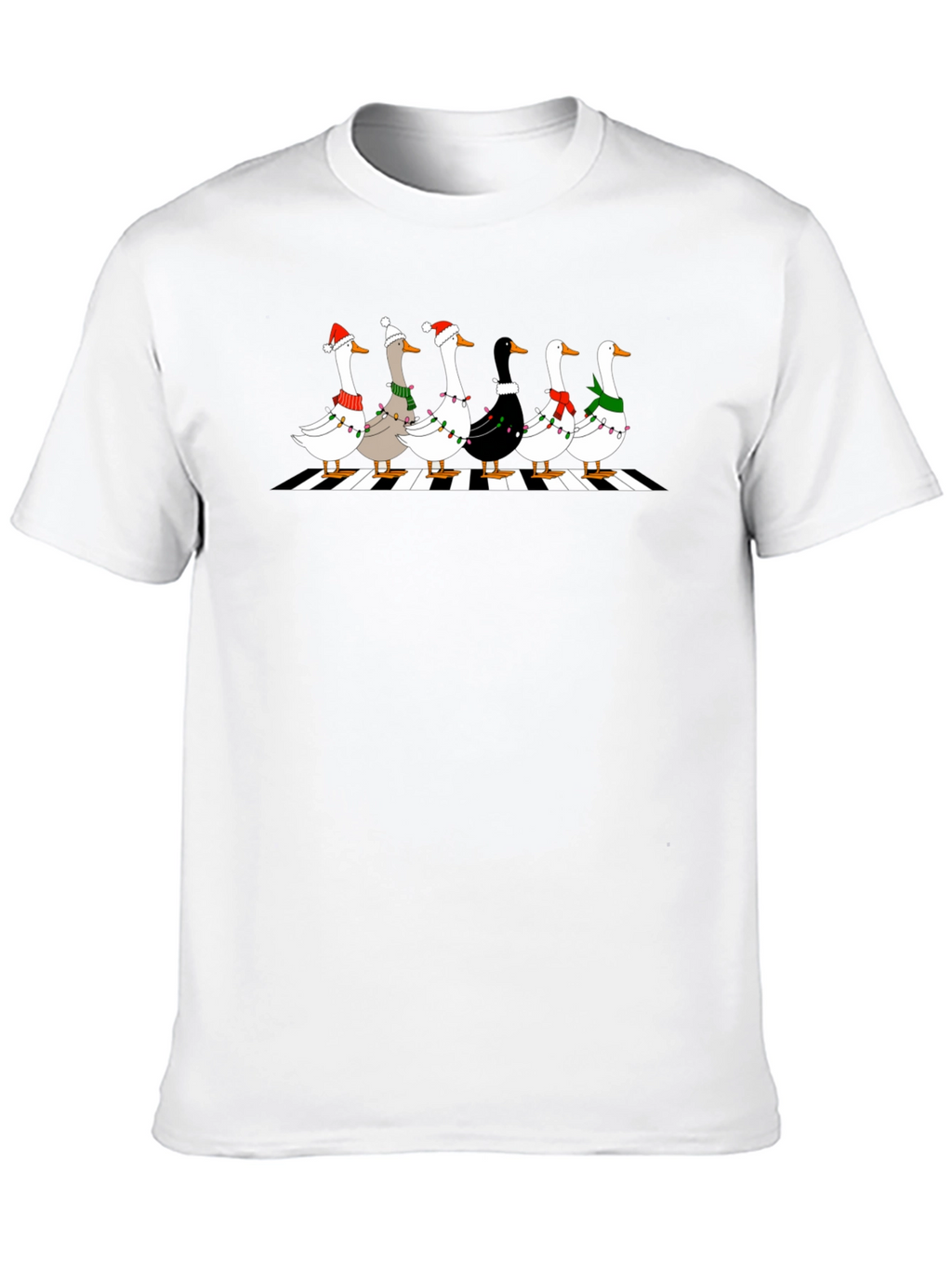 Holiday Geese Abbey Road Style Black T-Shirt