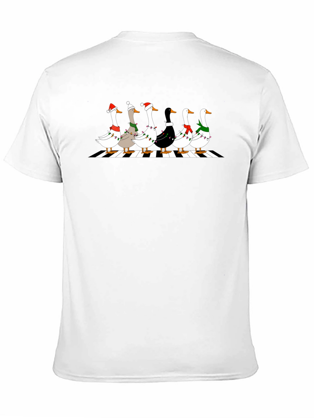 Holiday Geese Abbey Road Style Black T-Shirt