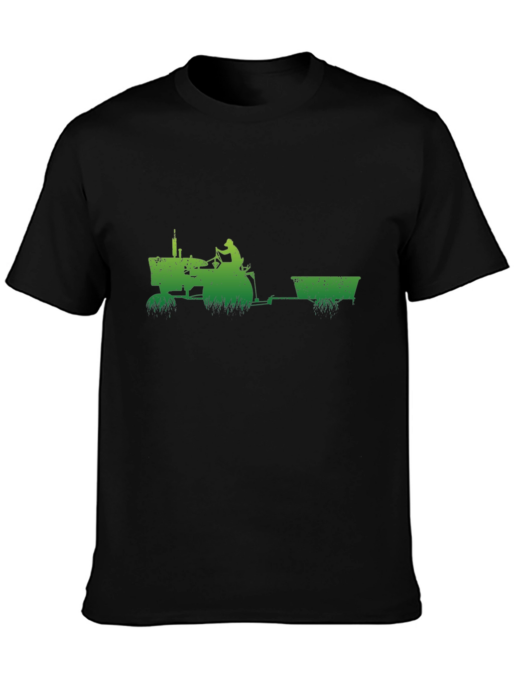 Green Tractor Black T-Shirt