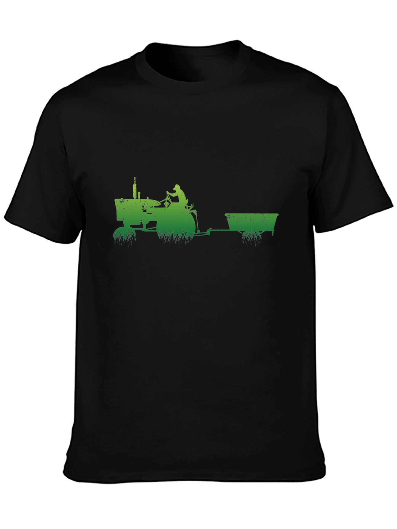 Green Tractor Black T-Shirt