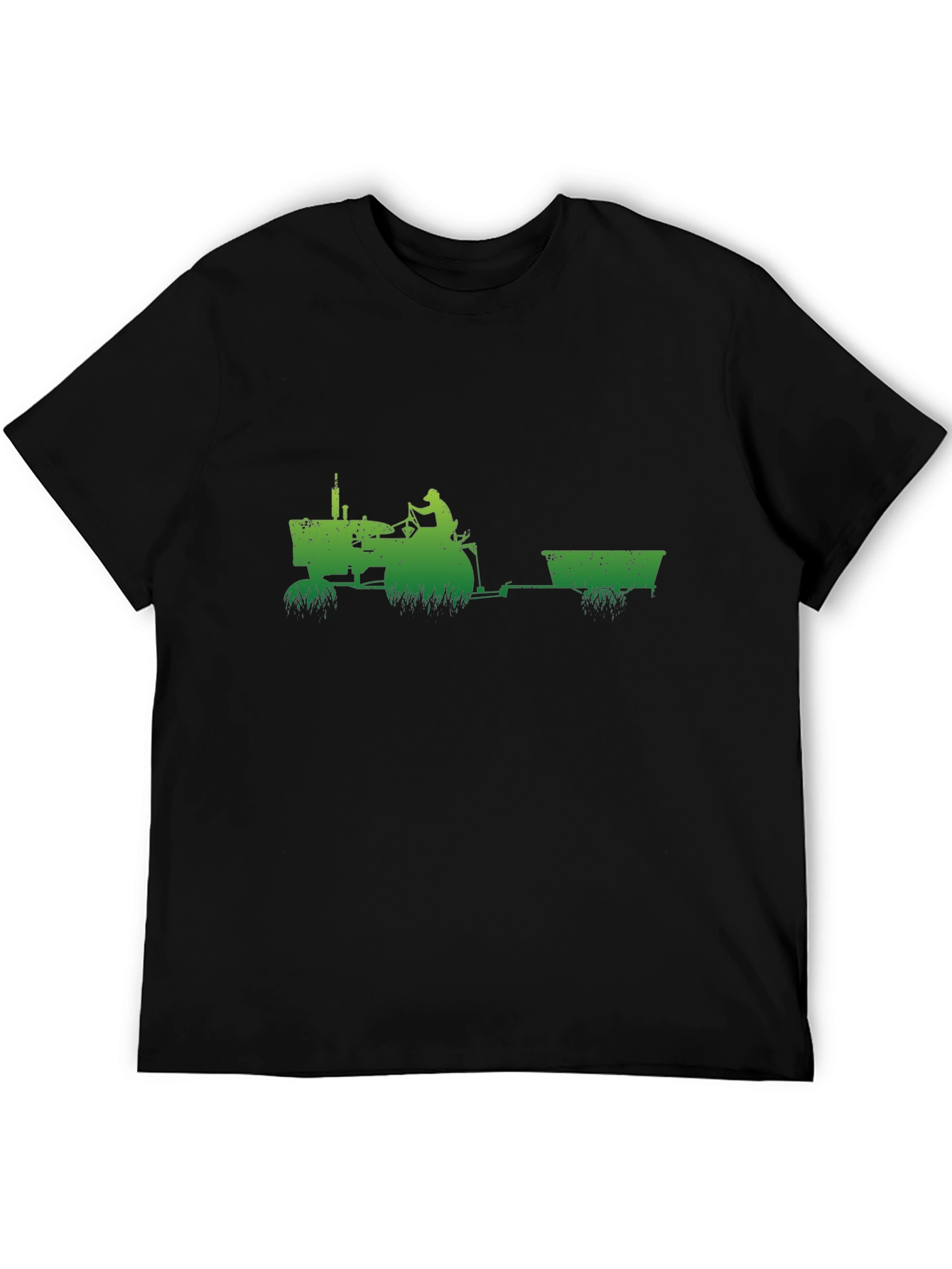 Green Tractor Black T-Shirt