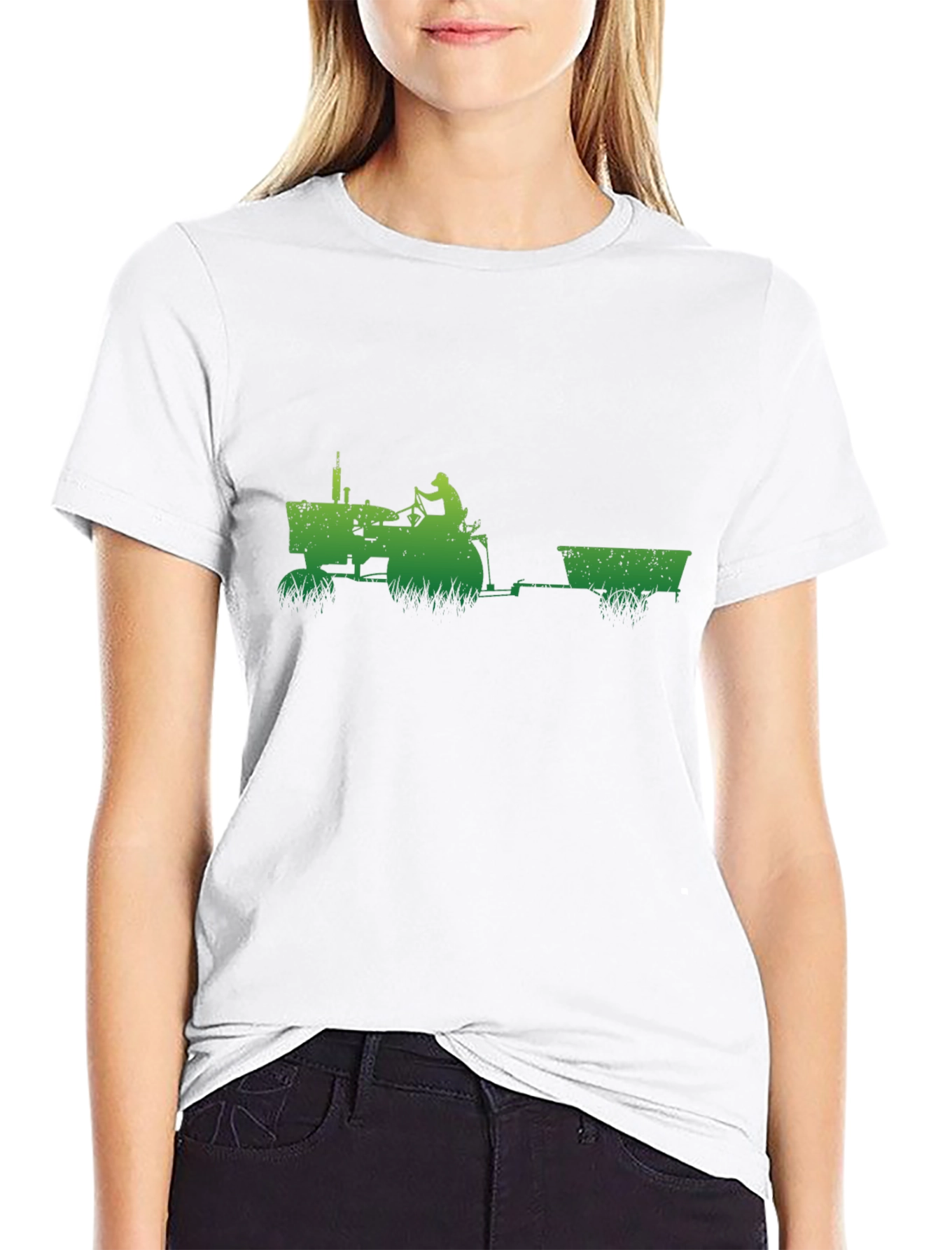Green Tractor Black T-Shirt