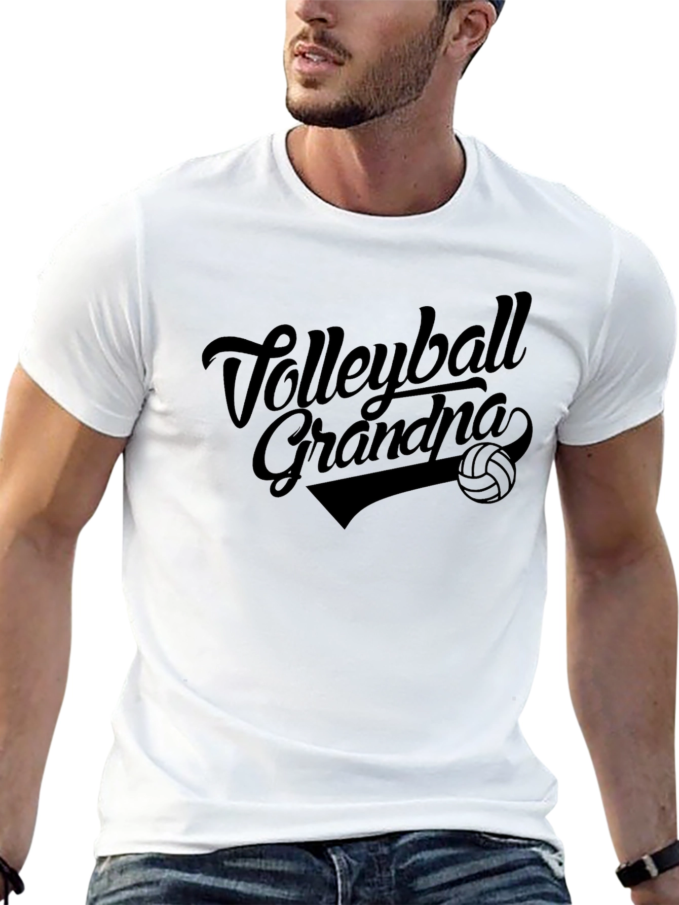 Volleyball Grandpa Graphic Tee - Black
