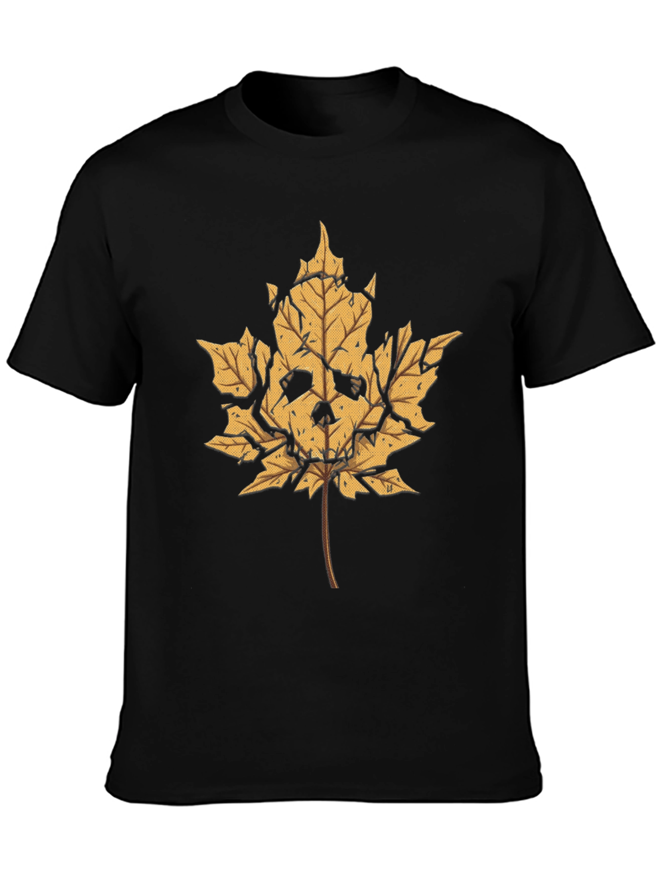 Skull Leaf Graphic Tee - Mens Black T-Shirt