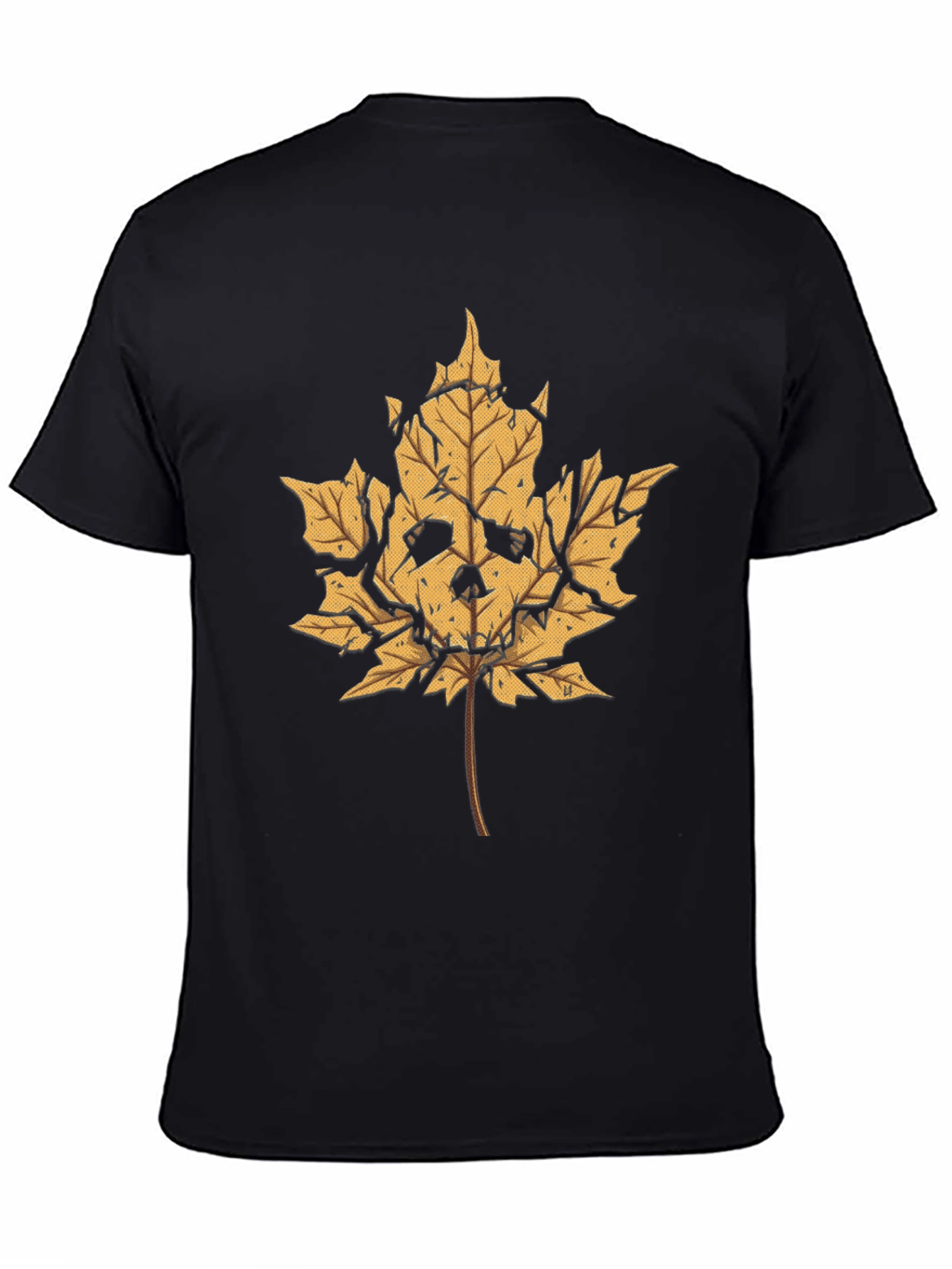 Skull Leaf Graphic Tee - Mens Black T-Shirt