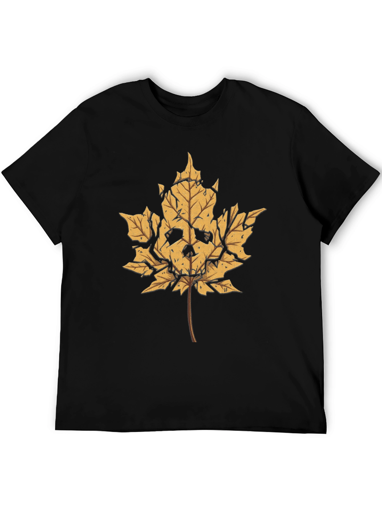 Skull Leaf Graphic Tee - Mens Black T-Shirt