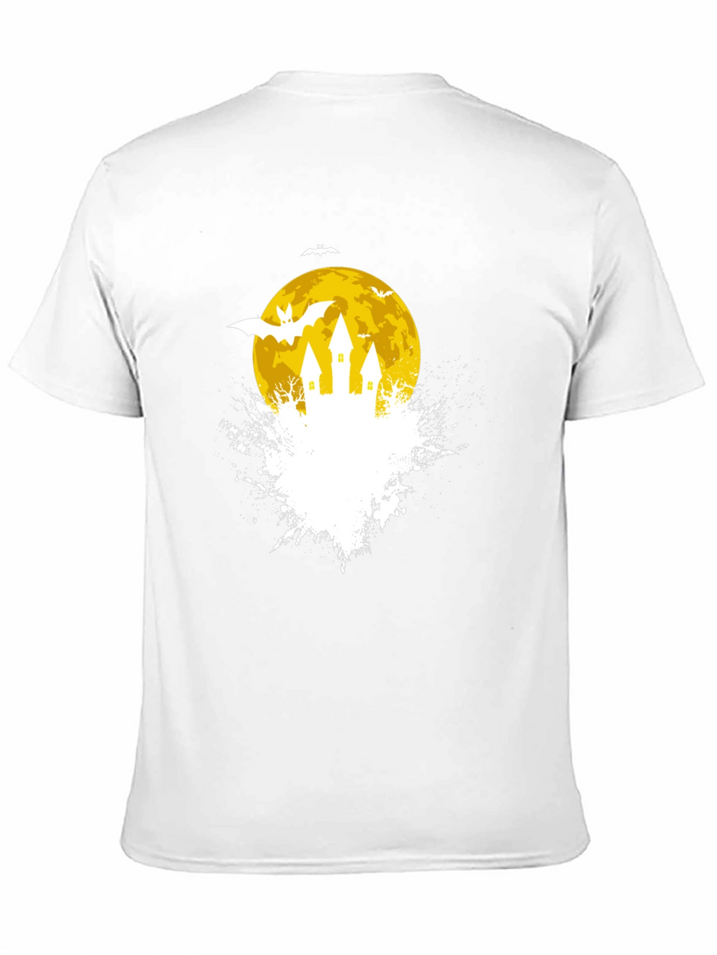 Spooky Halloween Castle on Moon Black T-Shirt