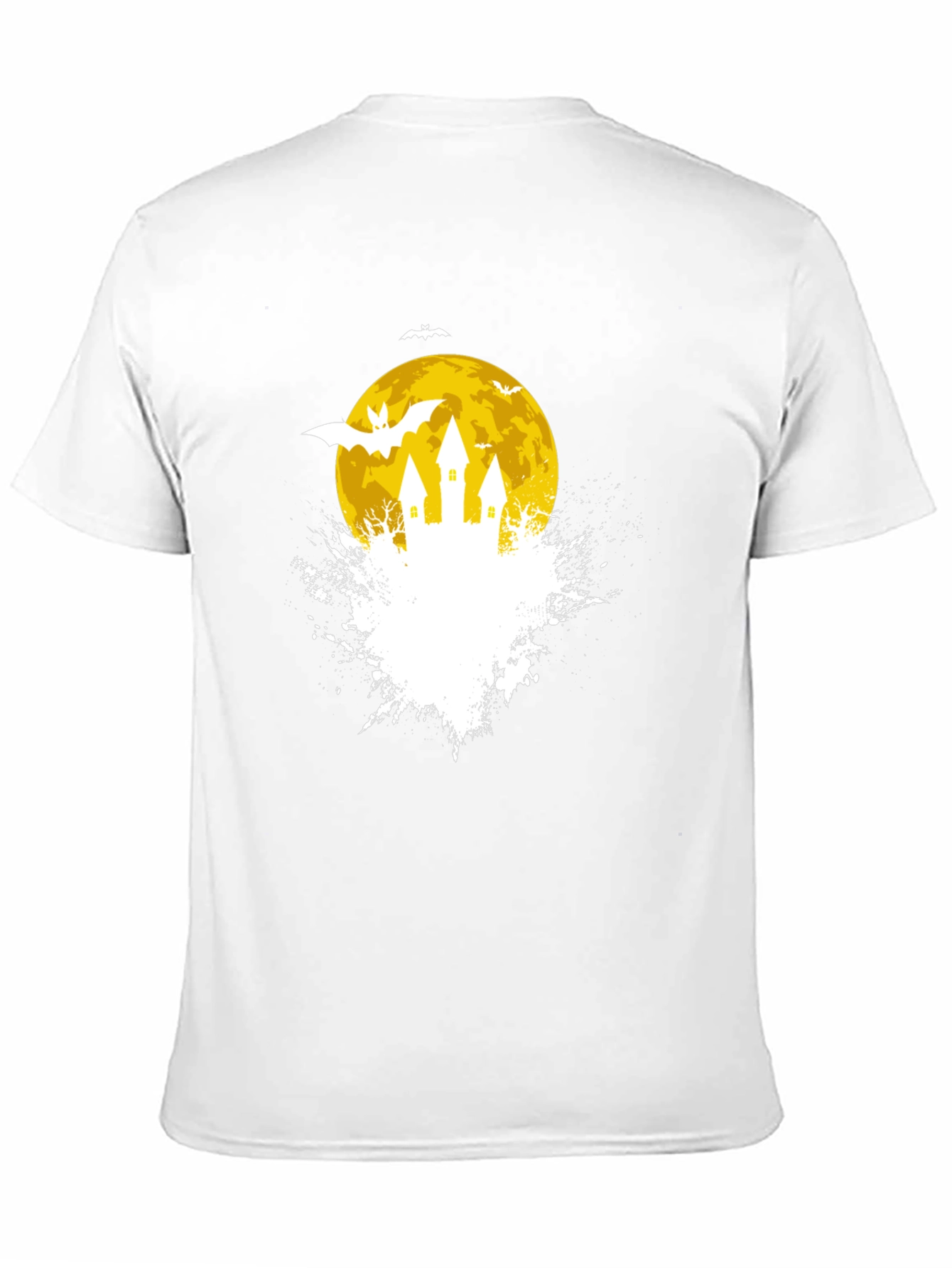 Spooky Halloween Castle on Moon Black T-Shirt