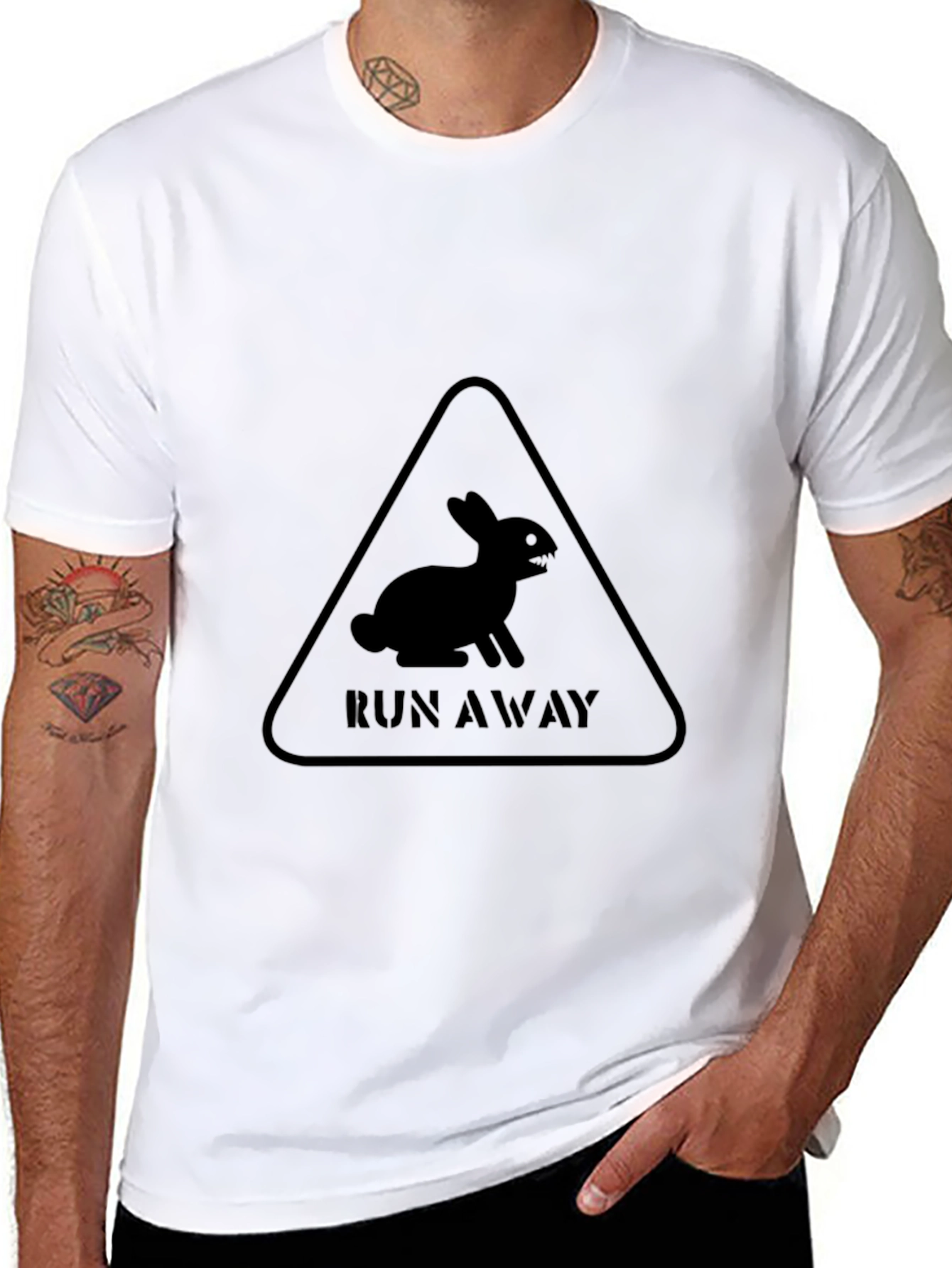 Run Away Rabbit Black T-Shirt