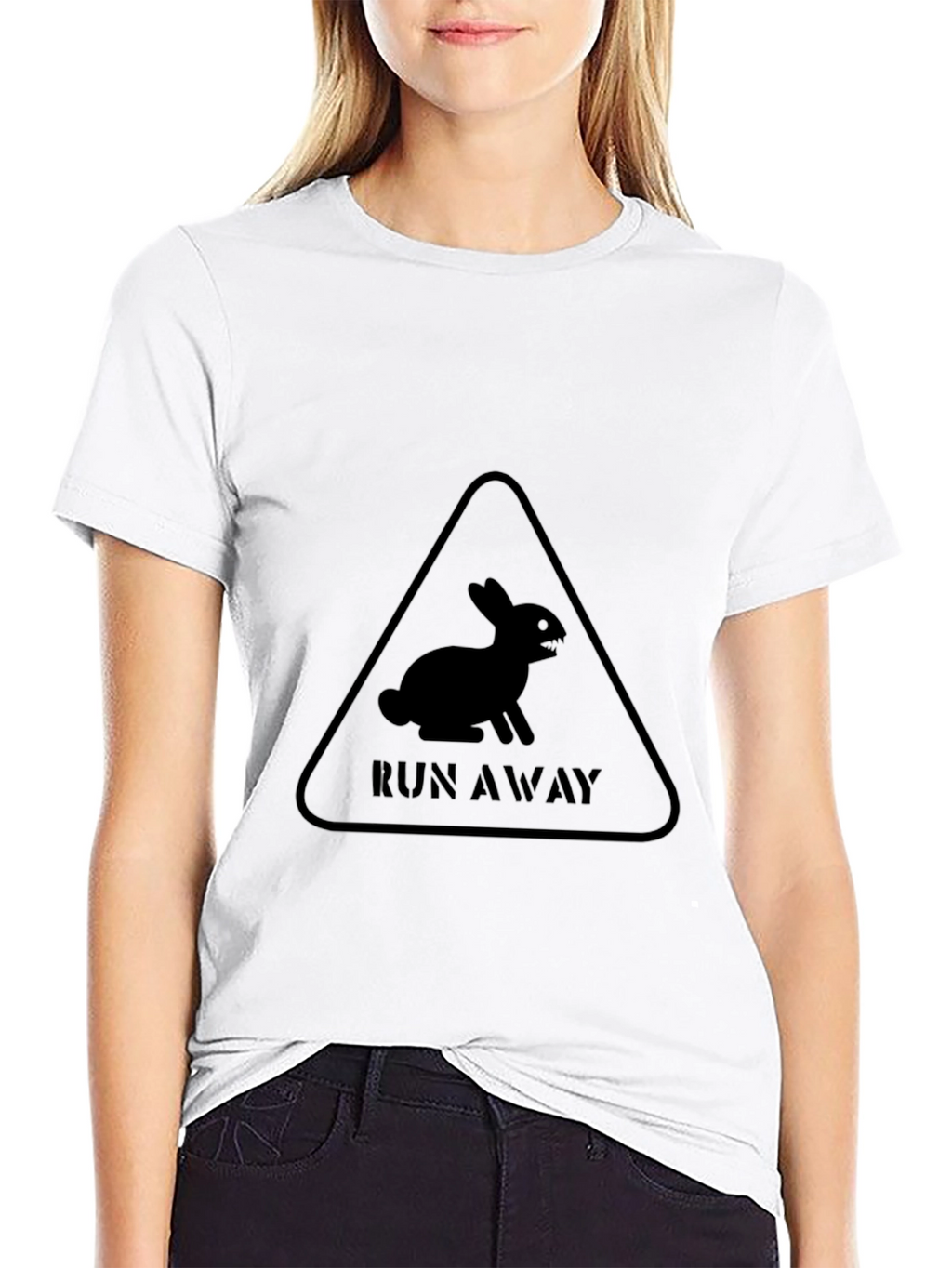 Run Away Rabbit Black T-Shirt