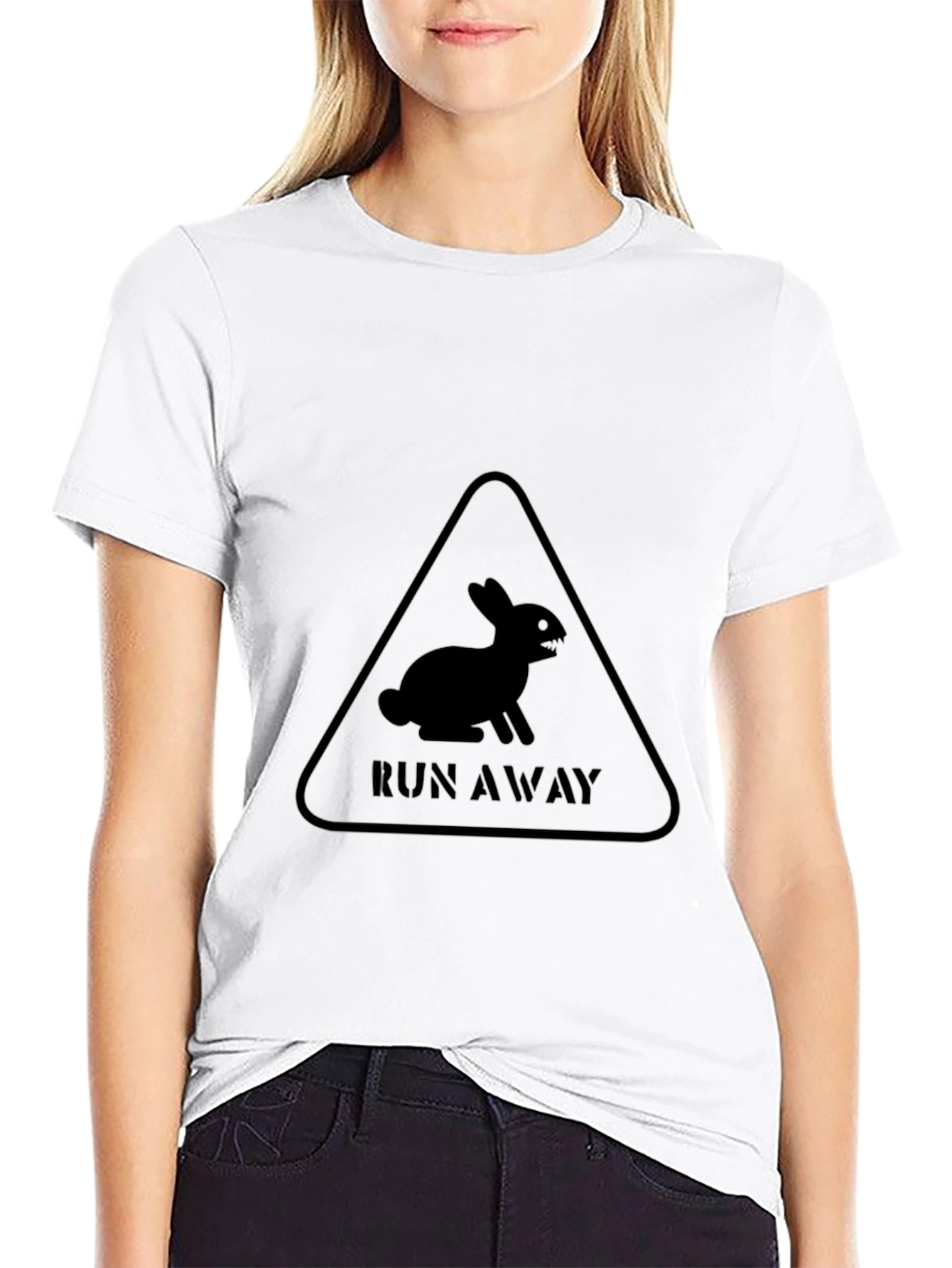 Run Away Rabbit Black T-Shirt