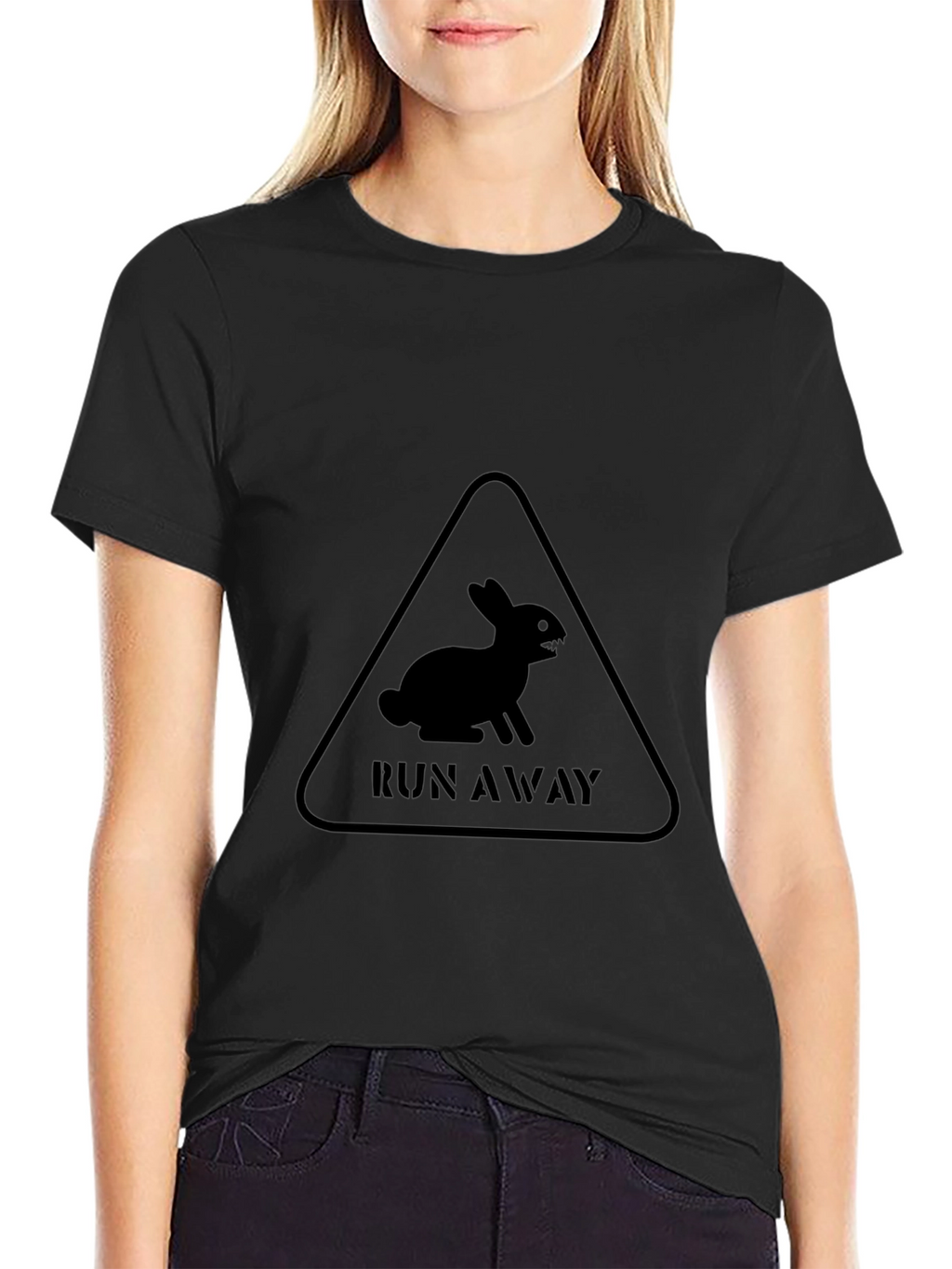 Run Away Rabbit Black T-Shirt