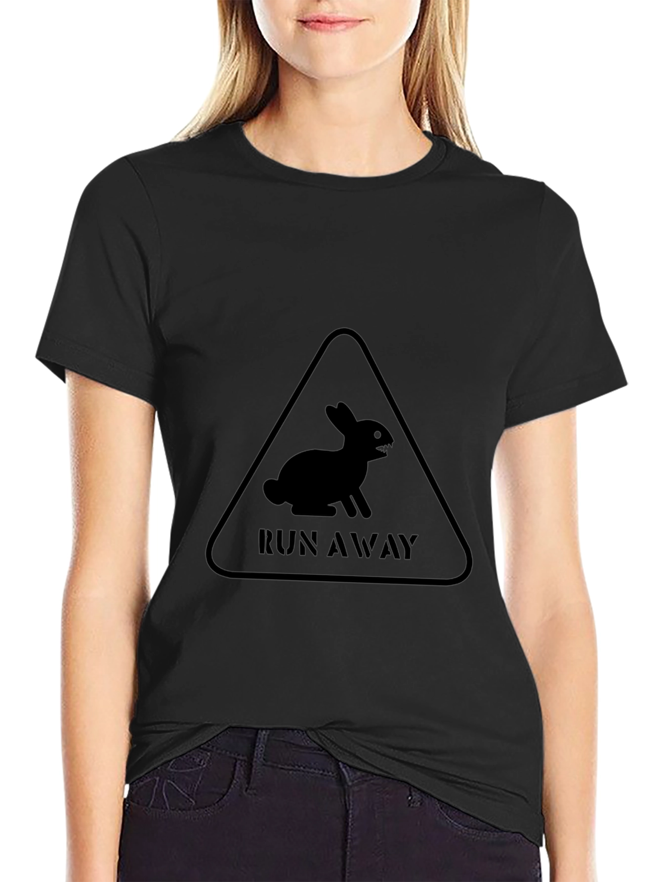 Run Away Rabbit Black T-Shirt