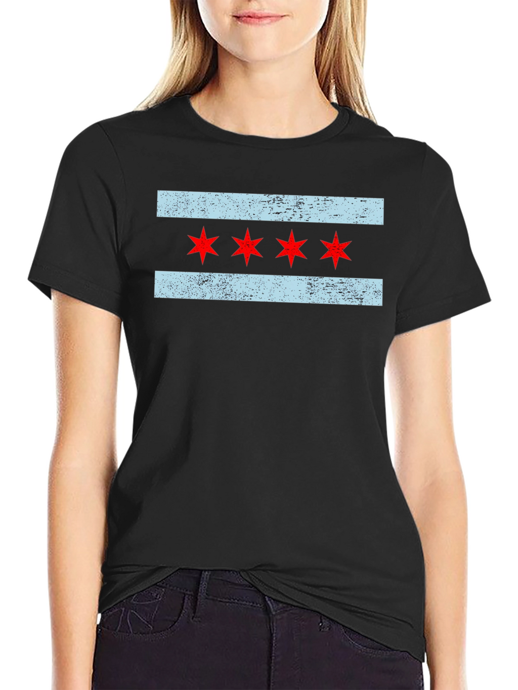 Chicago Flag T-Shirt - Distressed Design