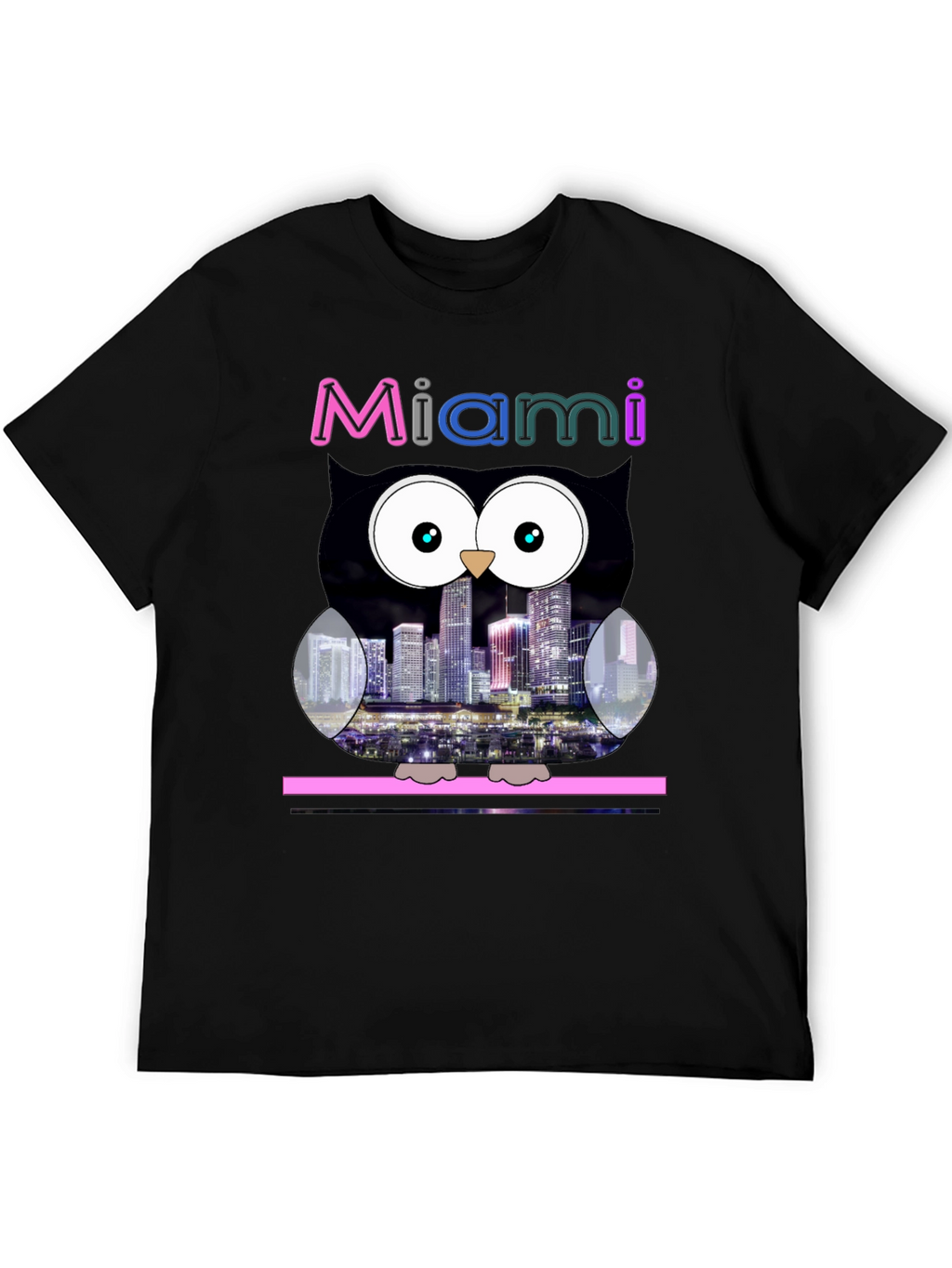 Miami Owl Graphic Tee - City Skyline Design