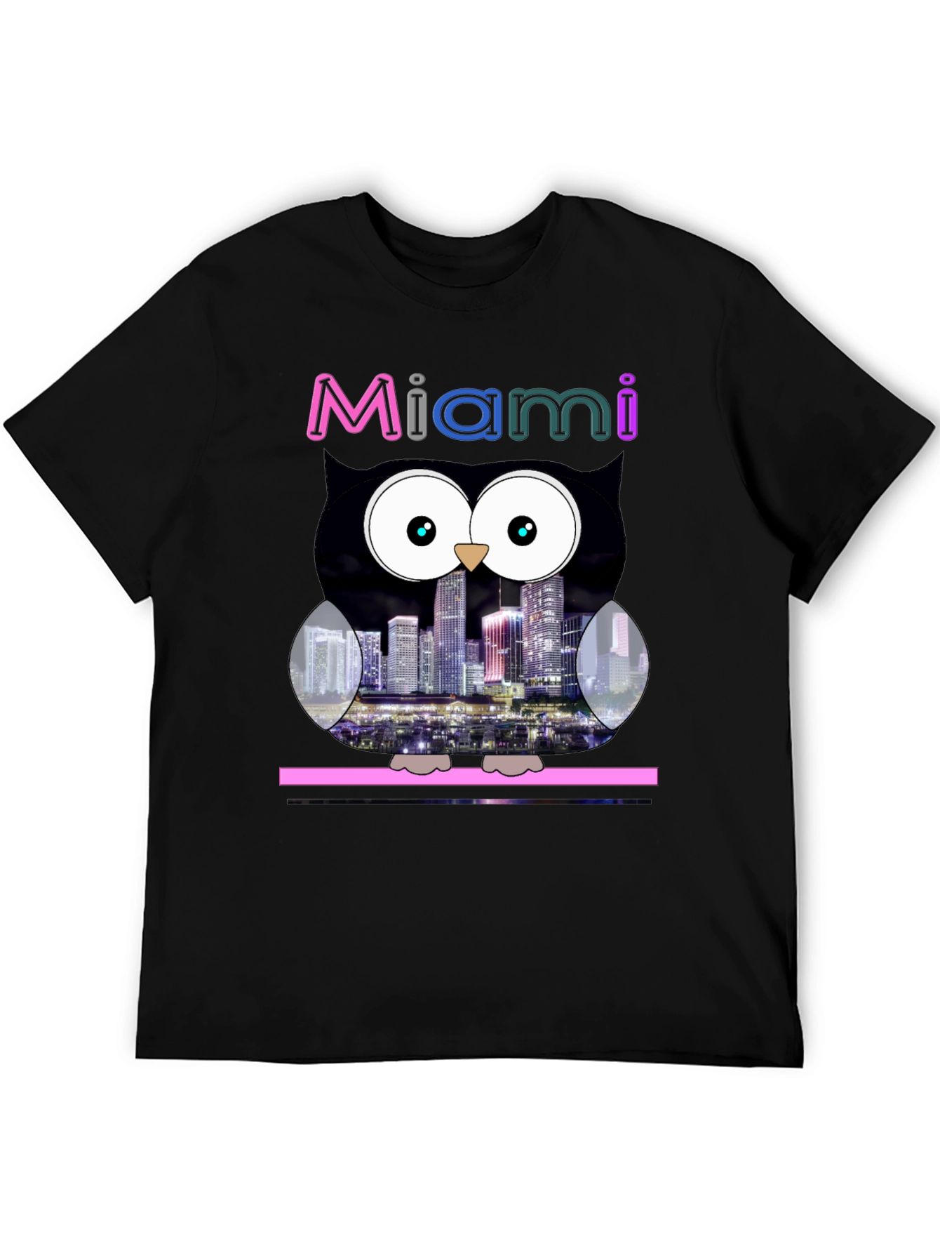Miami Owl Graphic Tee - City Skyline Design