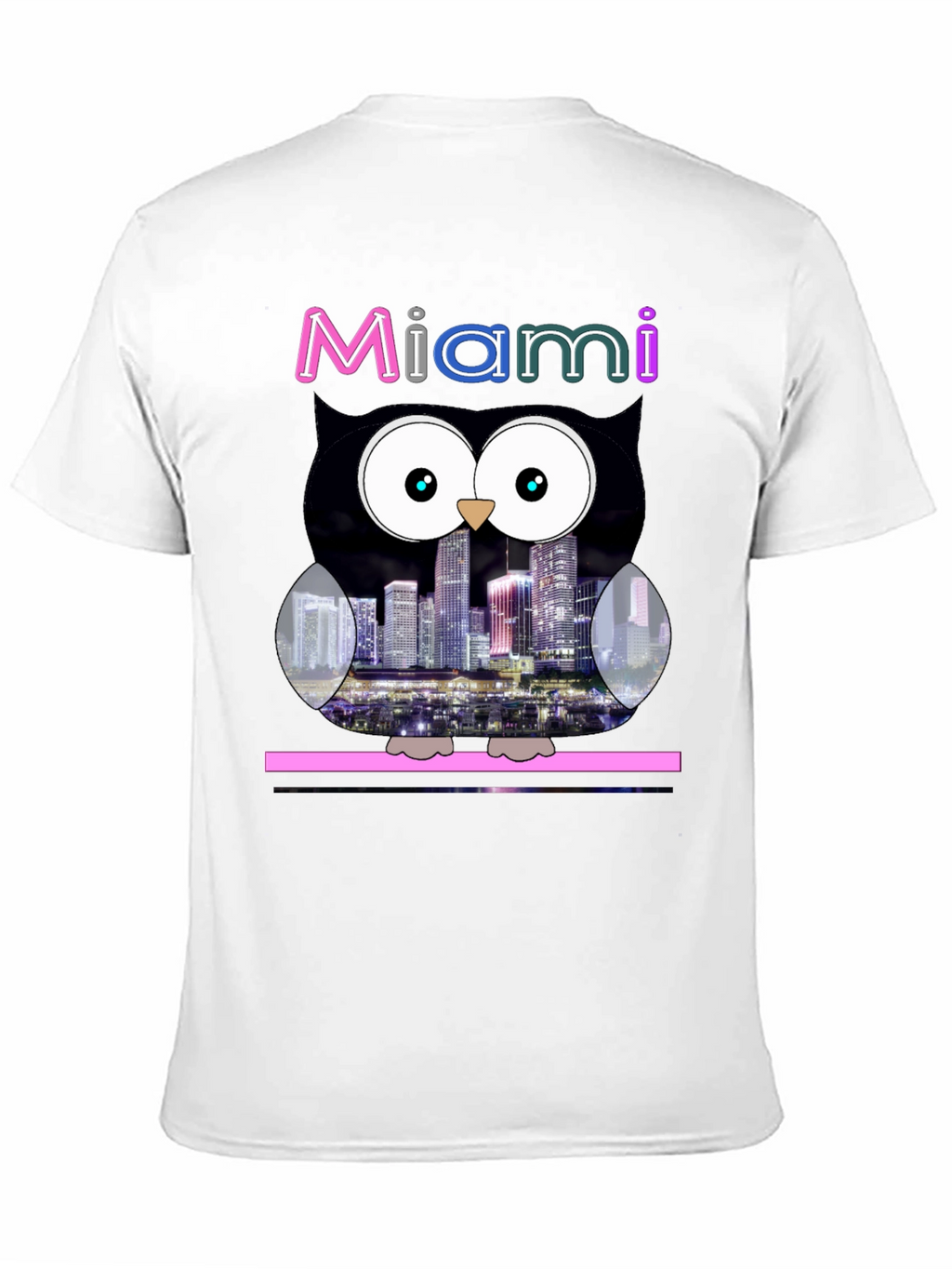 Miami Owl Graphic Tee - City Skyline Design
