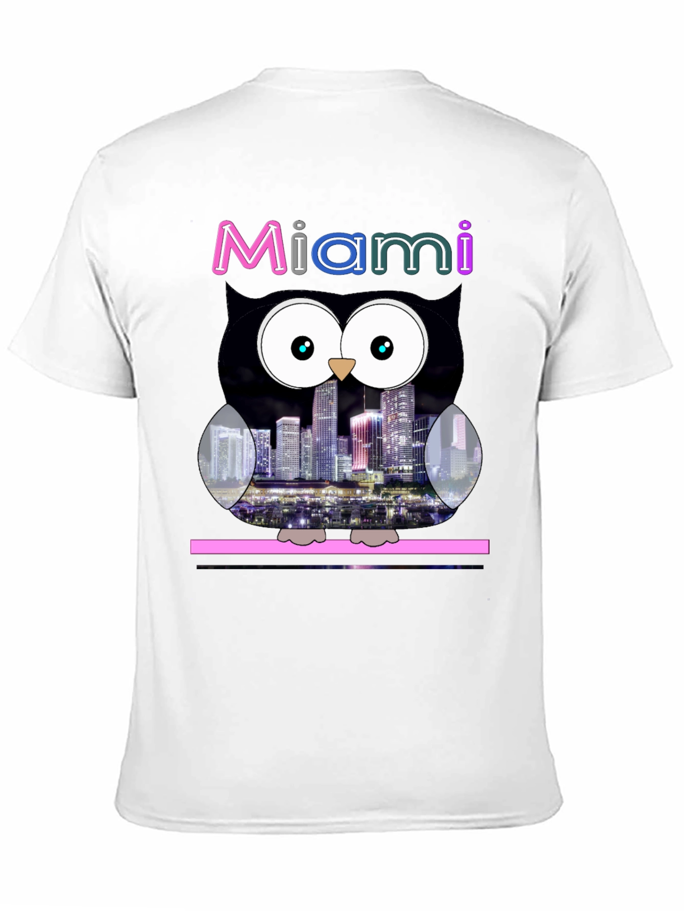 Miami Owl Graphic Tee - City Skyline Design