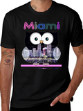 Miami Owl Graphic Tee - City Skyline Design