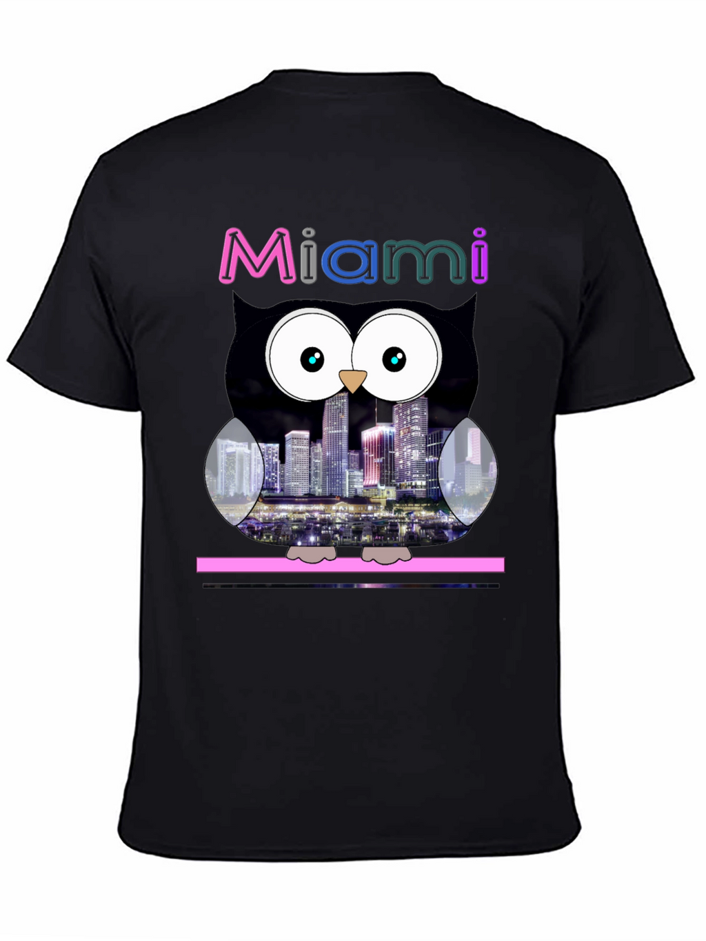 Miami Owl Graphic Tee - City Skyline Design