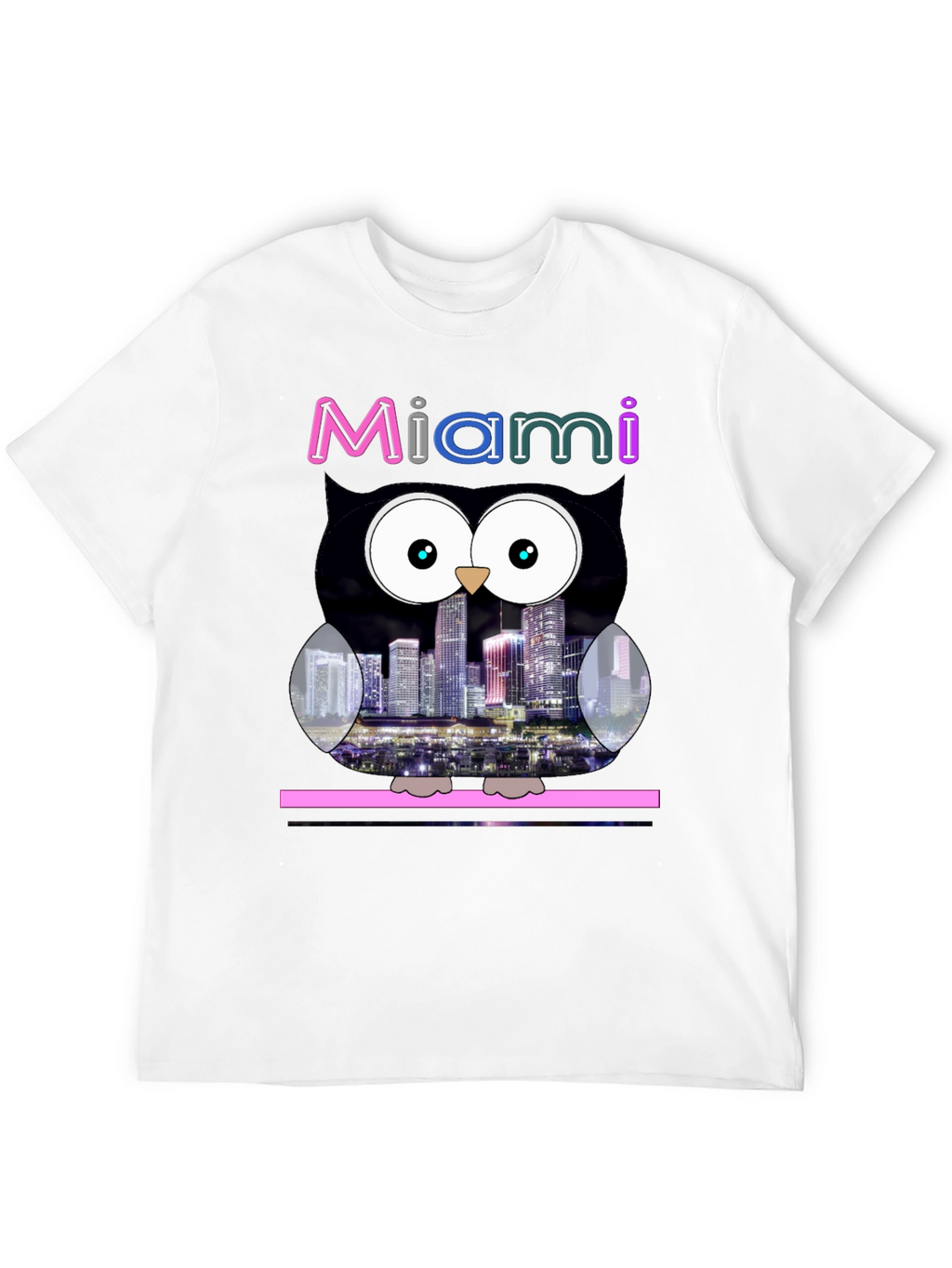 Miami Owl Graphic Tee - City Skyline Design