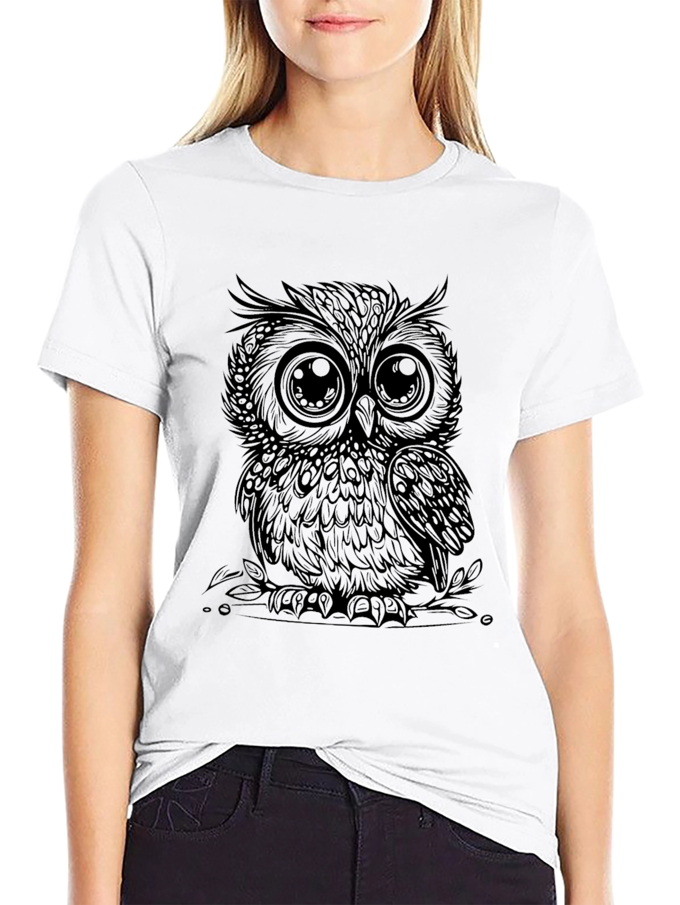 Mens Black Owl Graphic Tee