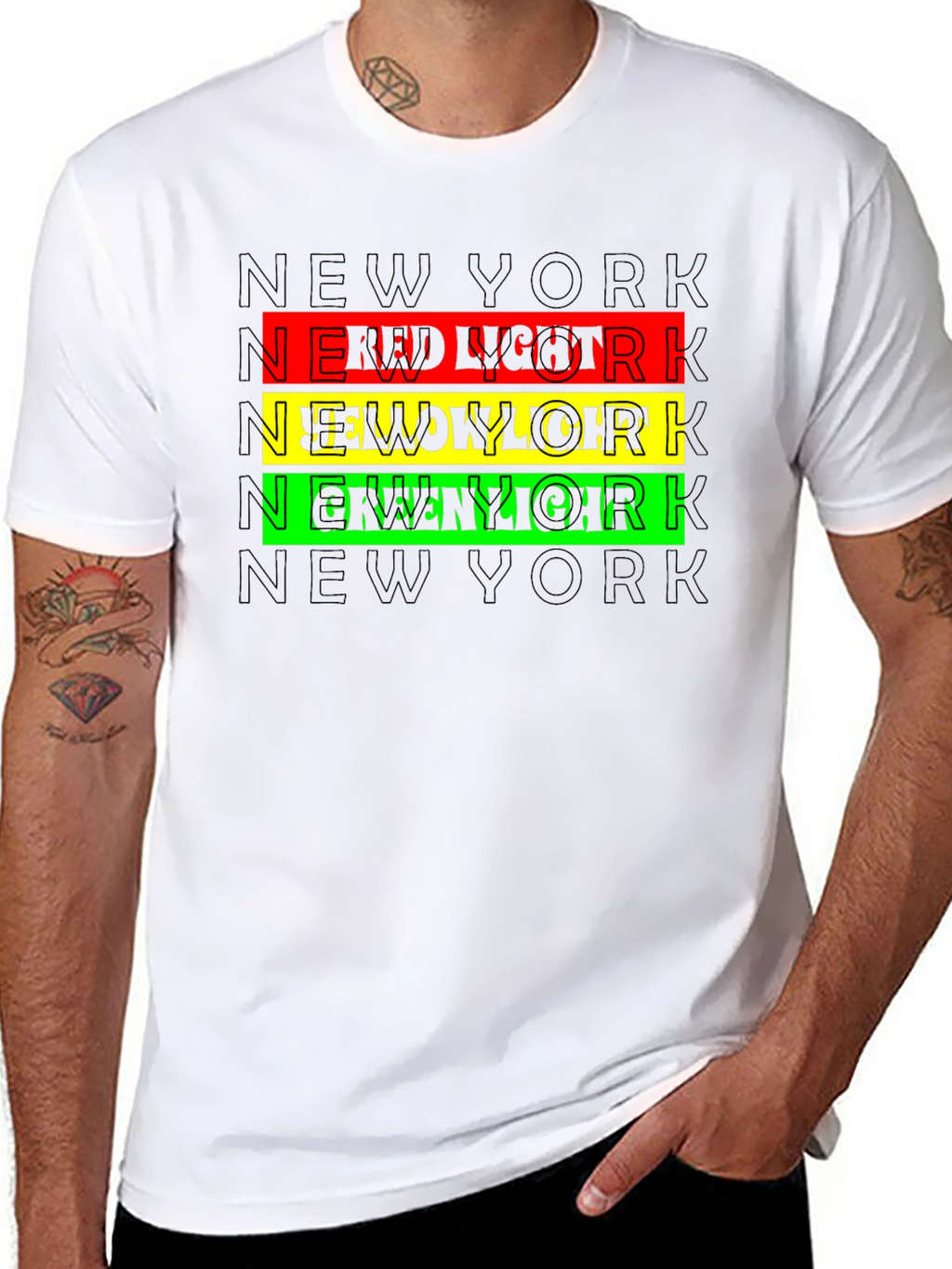 New York Red Yellow Green Light Graphic Tee