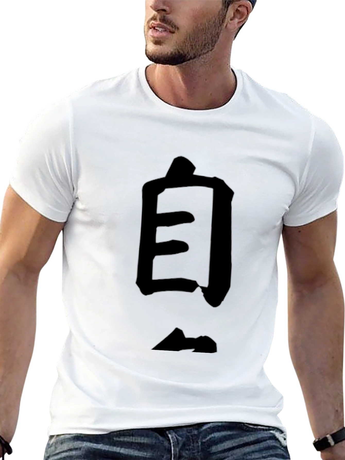 Mens Black T-Shirt with Japanese Character