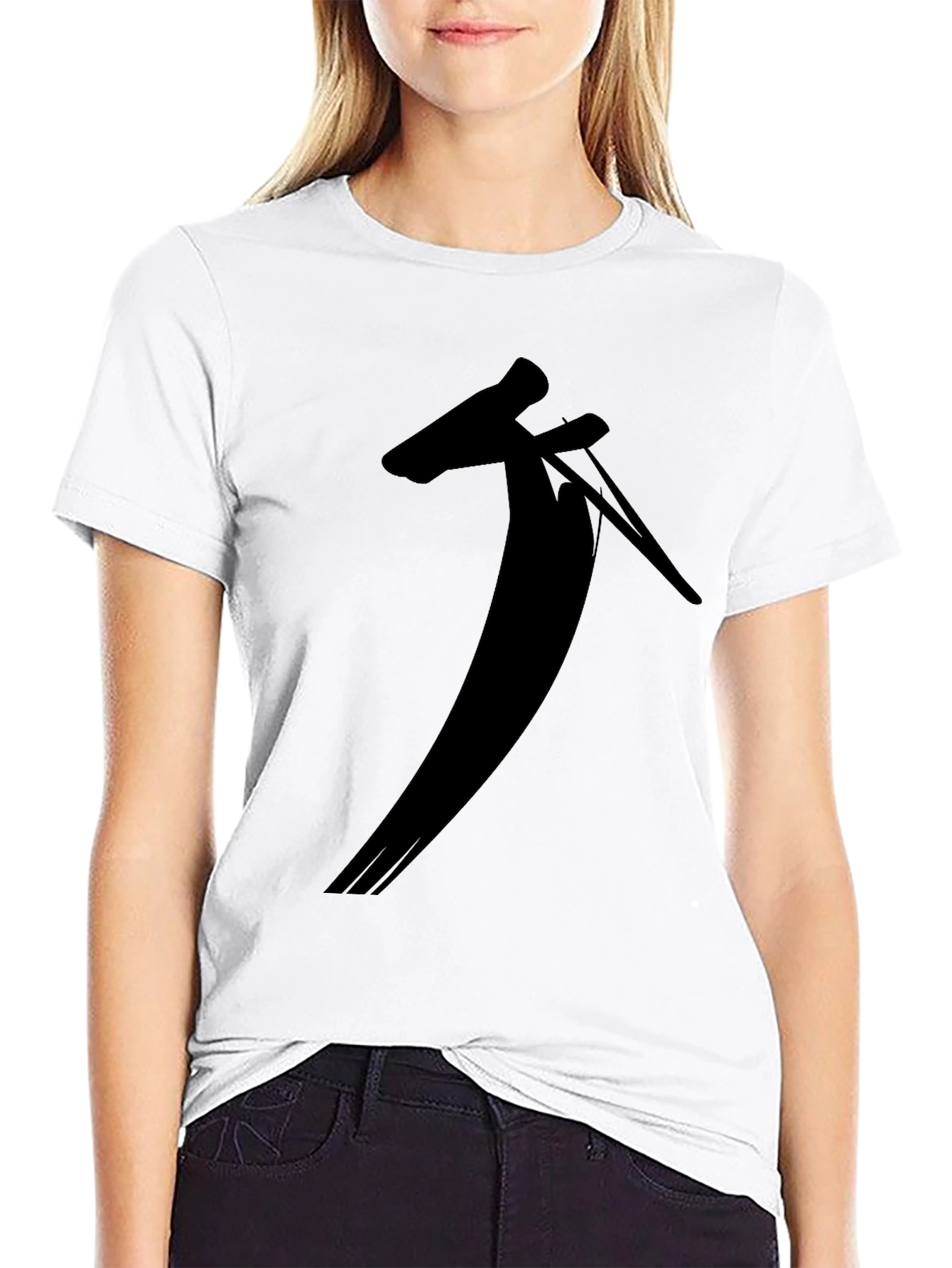 Black T-Shirt with Unique Silhouette Design