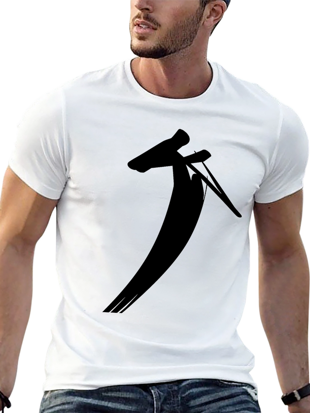 Black T-Shirt with Unique Silhouette Design