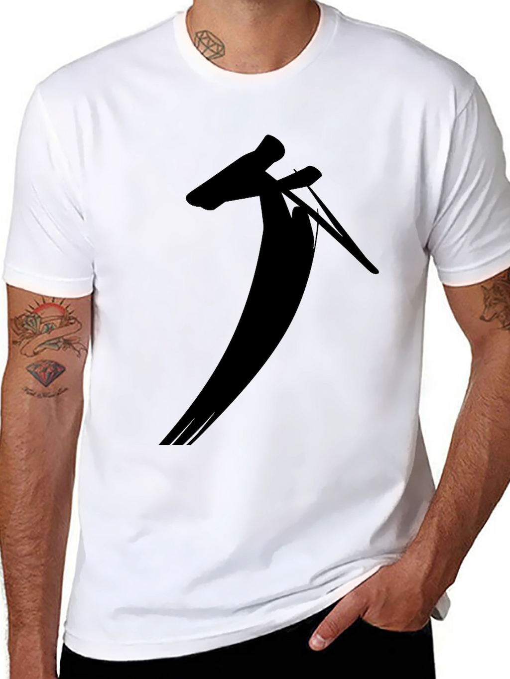Black T-Shirt with Unique Silhouette Design