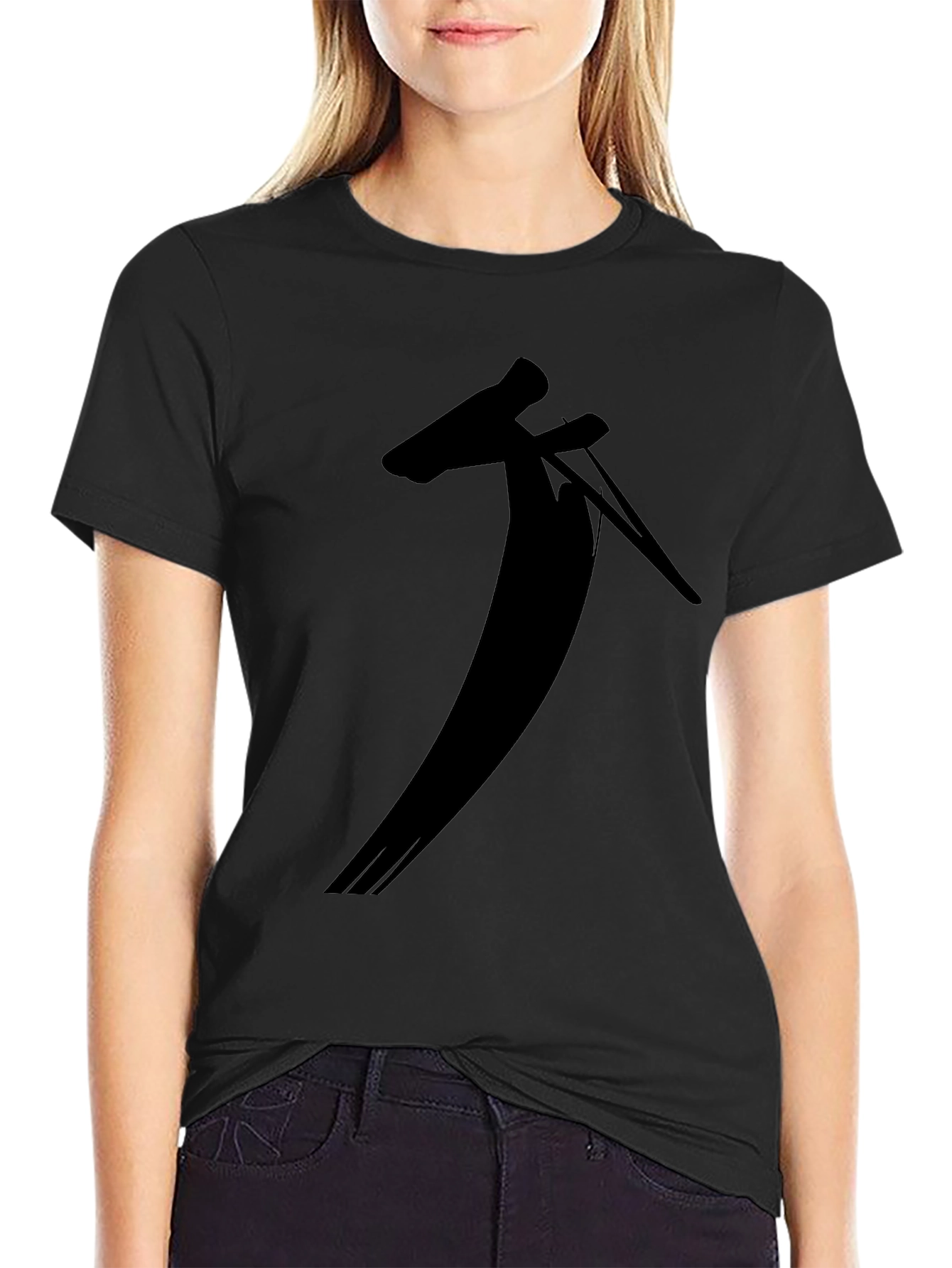 Black T-Shirt with Unique Silhouette Design