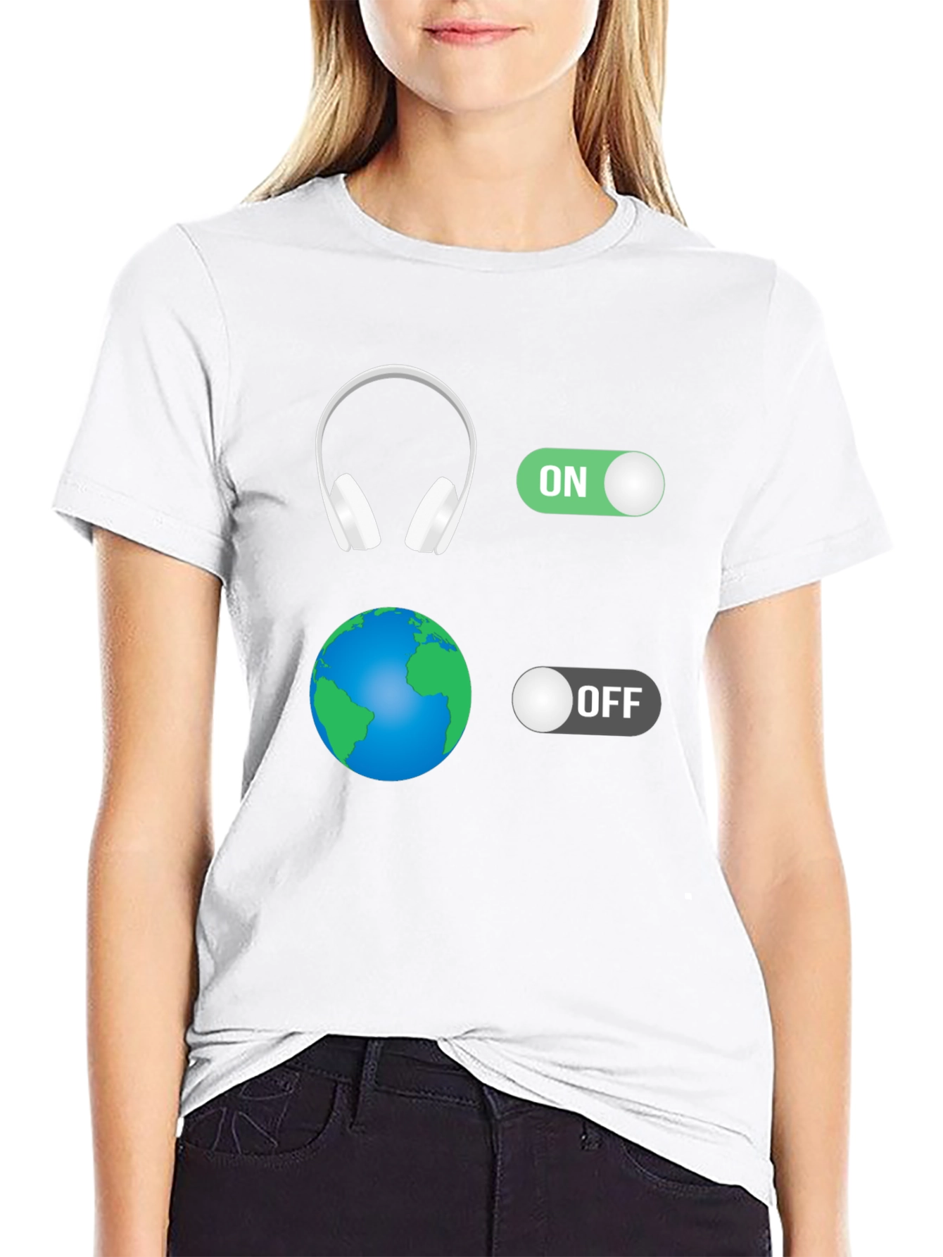 Music Lover T-Shirt: Headphones On World Off