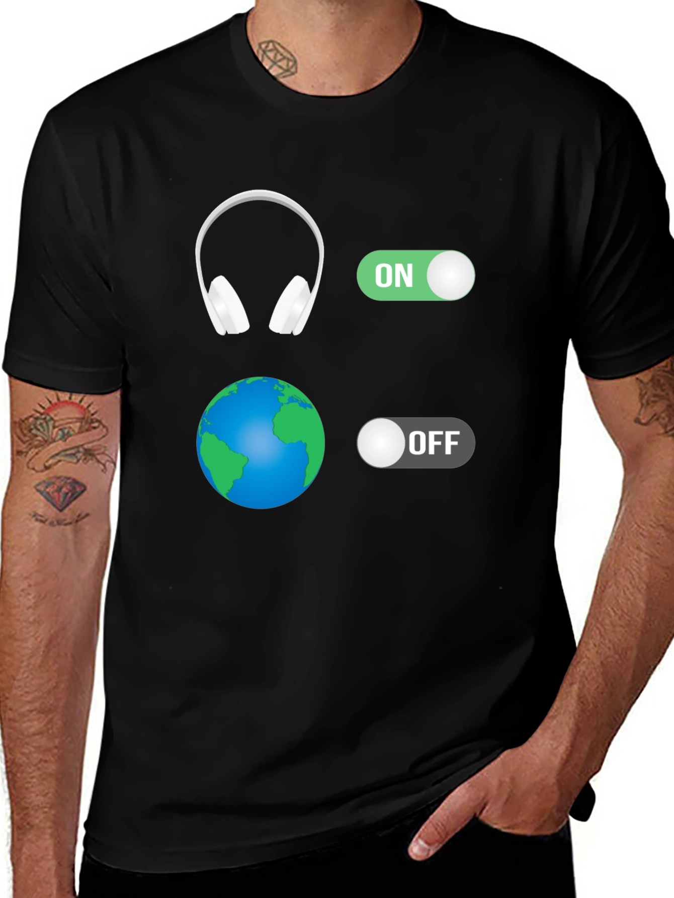 Music Lover T-Shirt: Headphones On World Off
