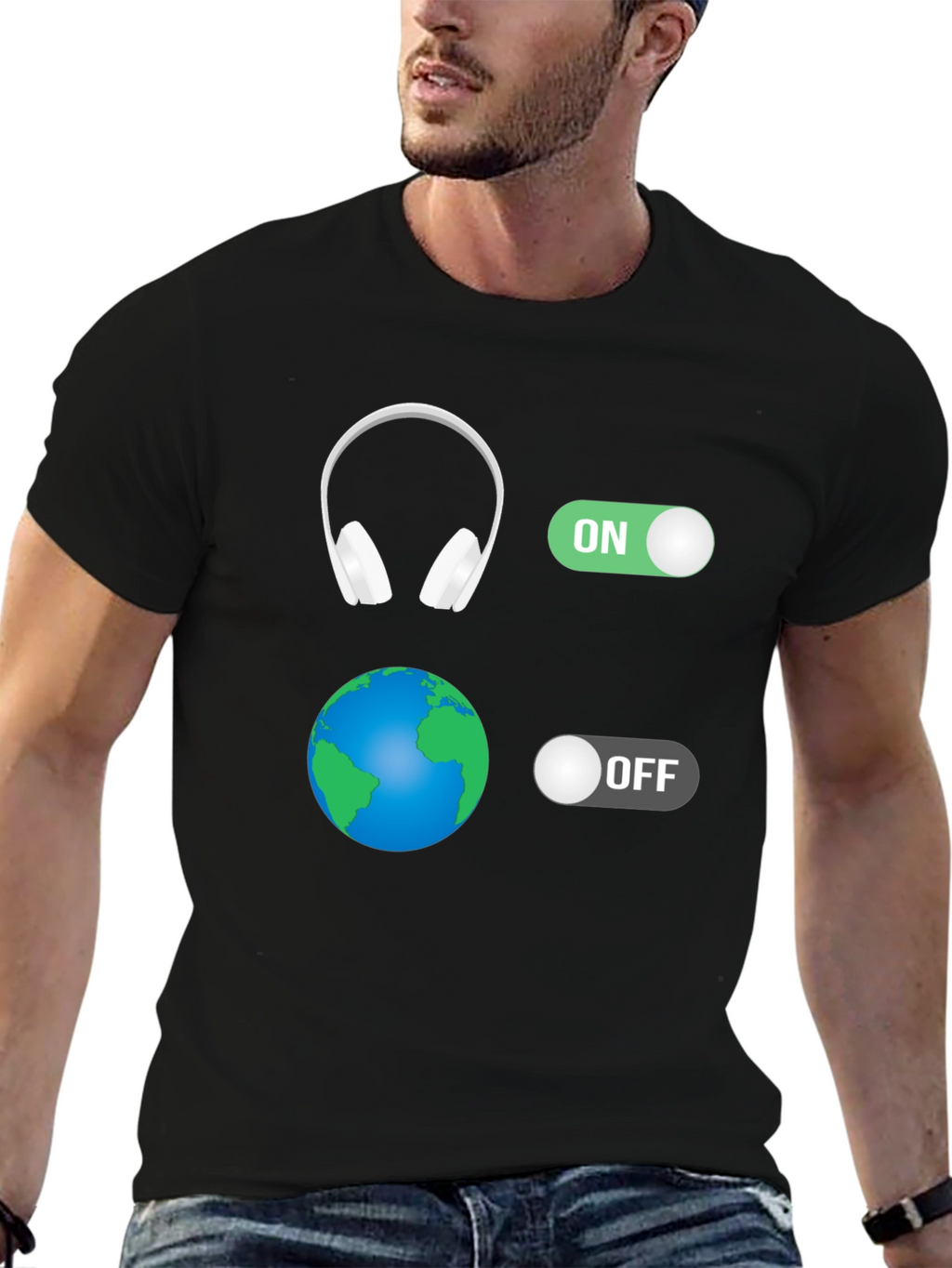 Music Lover T-Shirt: Headphones On World Off