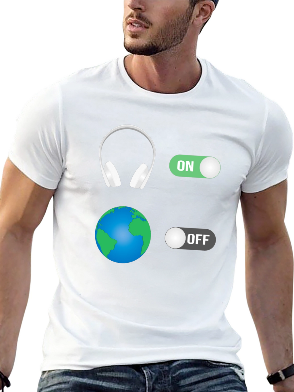 Music Lover T-Shirt: Headphones On World Off