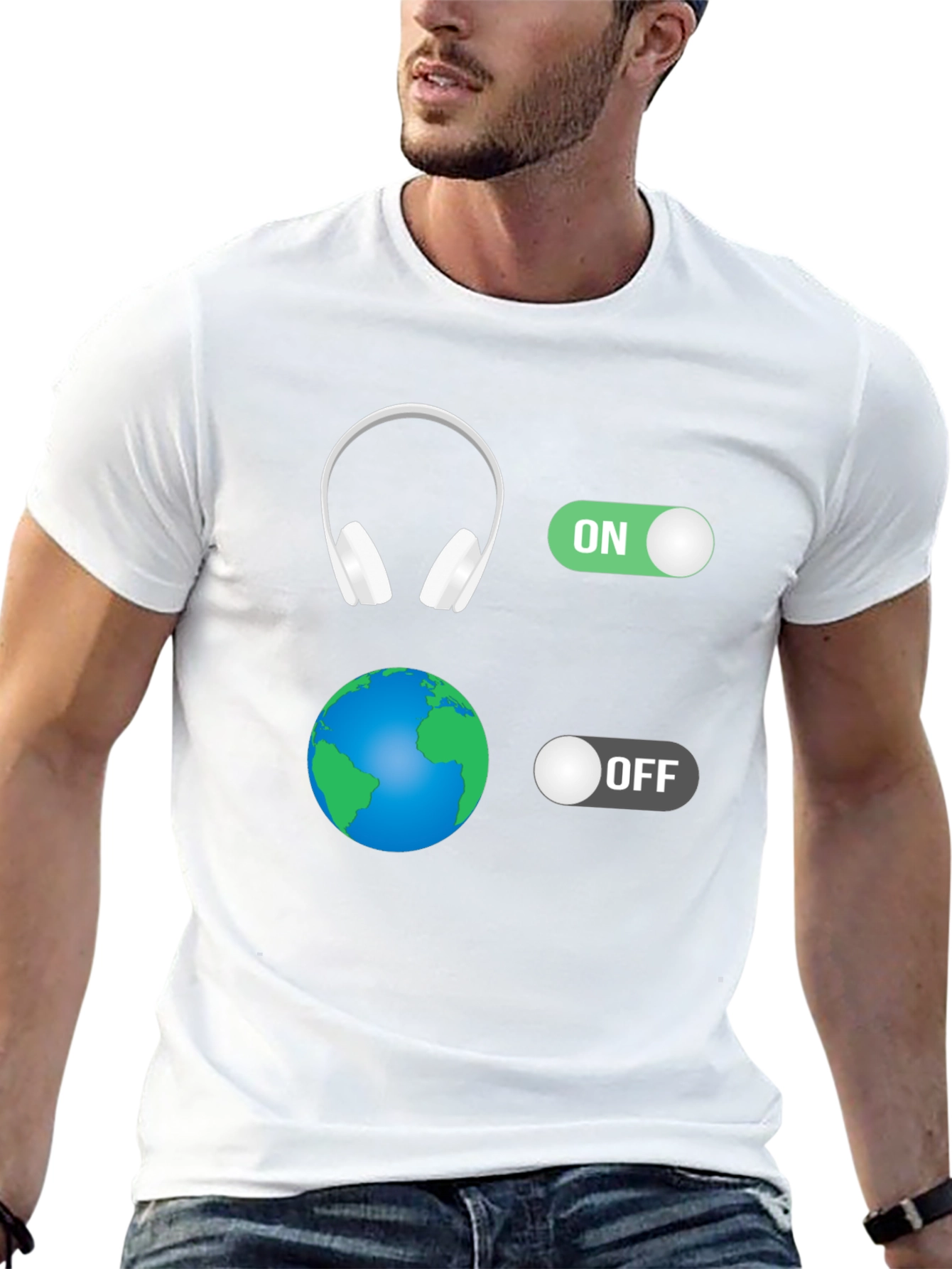 Music Lover T-Shirt: Headphones On World Off